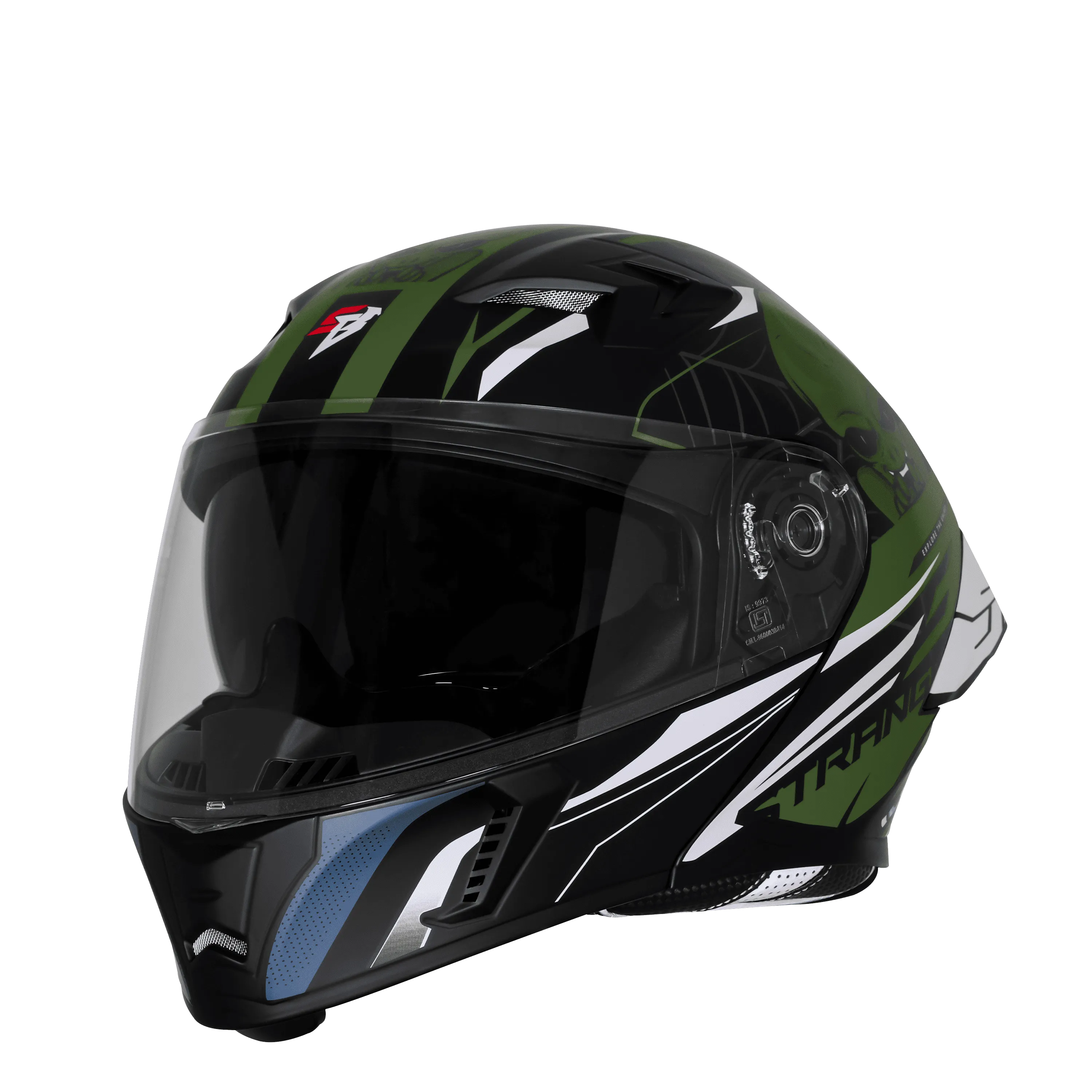 Steelbird Sba Strange Black Green Flip Up Helmet