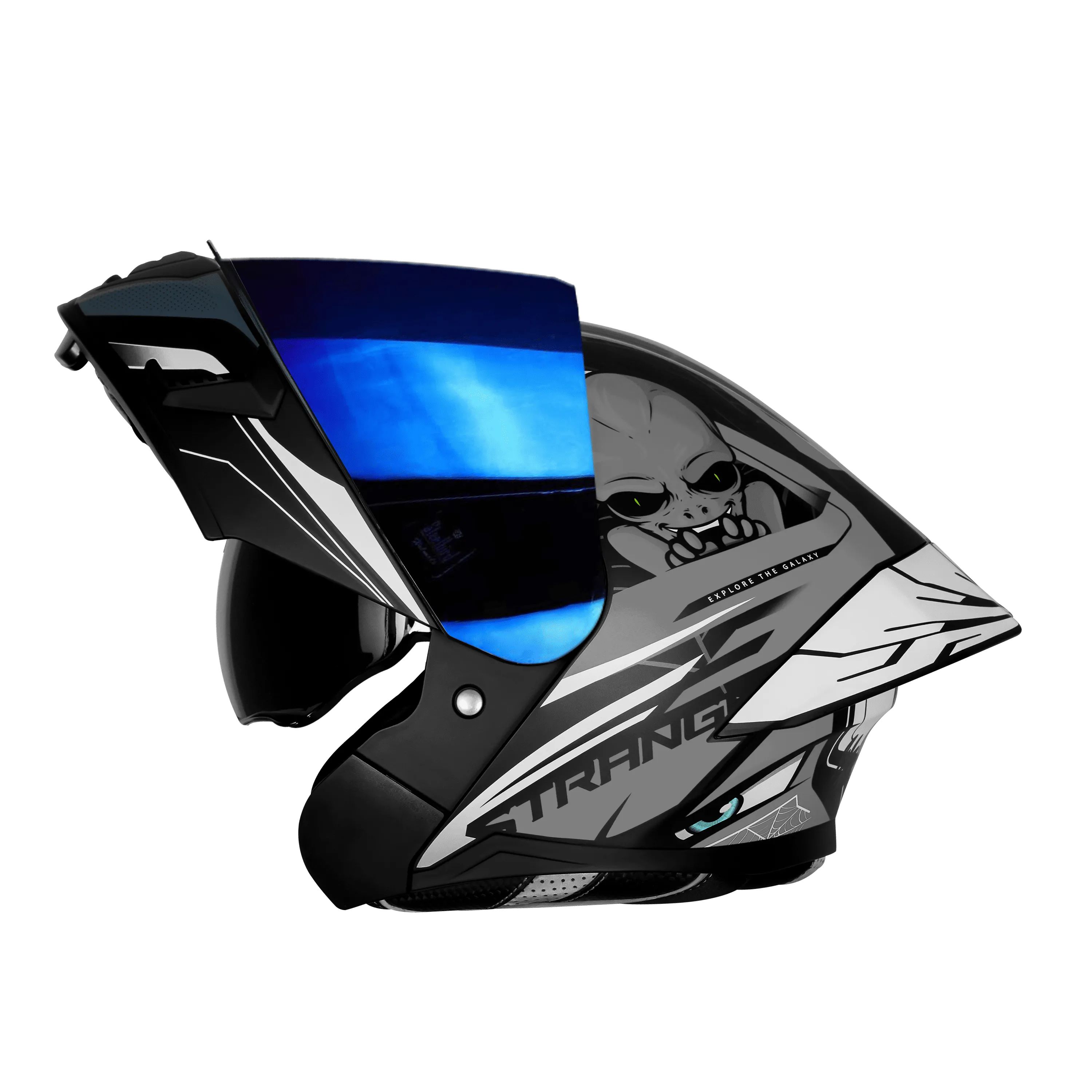 Steelbird Sba Strange Black Grey Flip Up Helmet