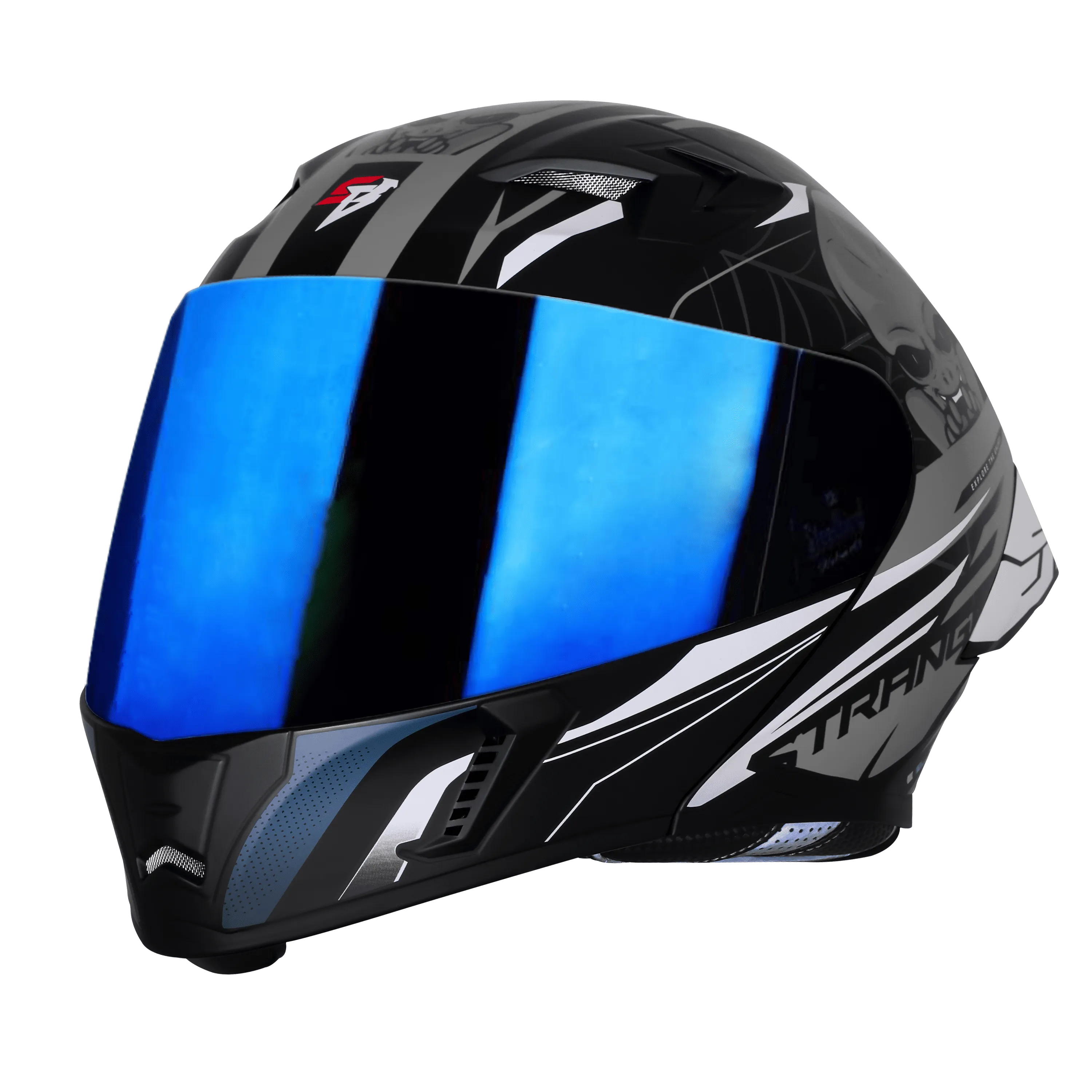 Steelbird Sba Strange Black Grey Flip Up Helmet