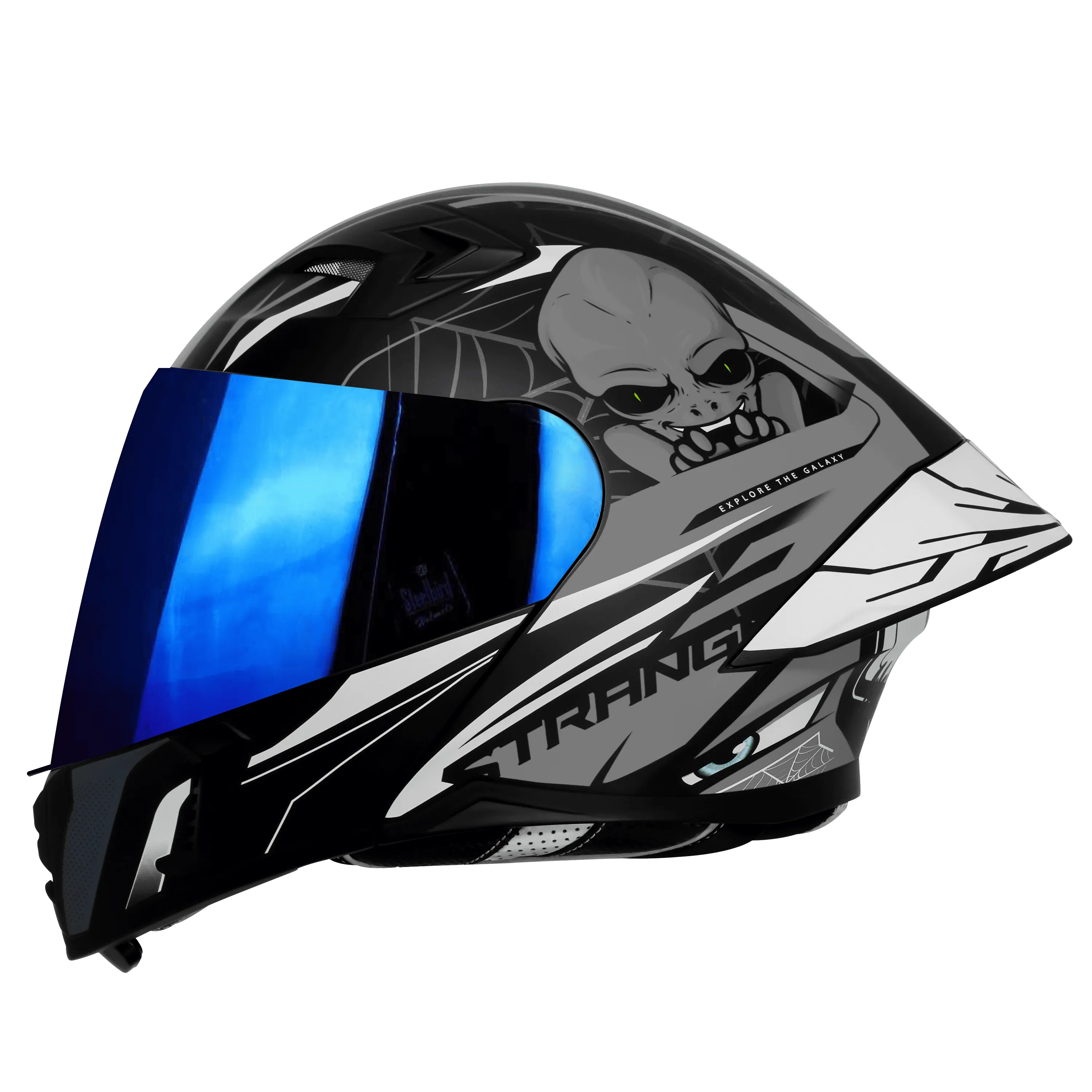 Steelbird Sba Strange Black Grey Flip Up Helmet