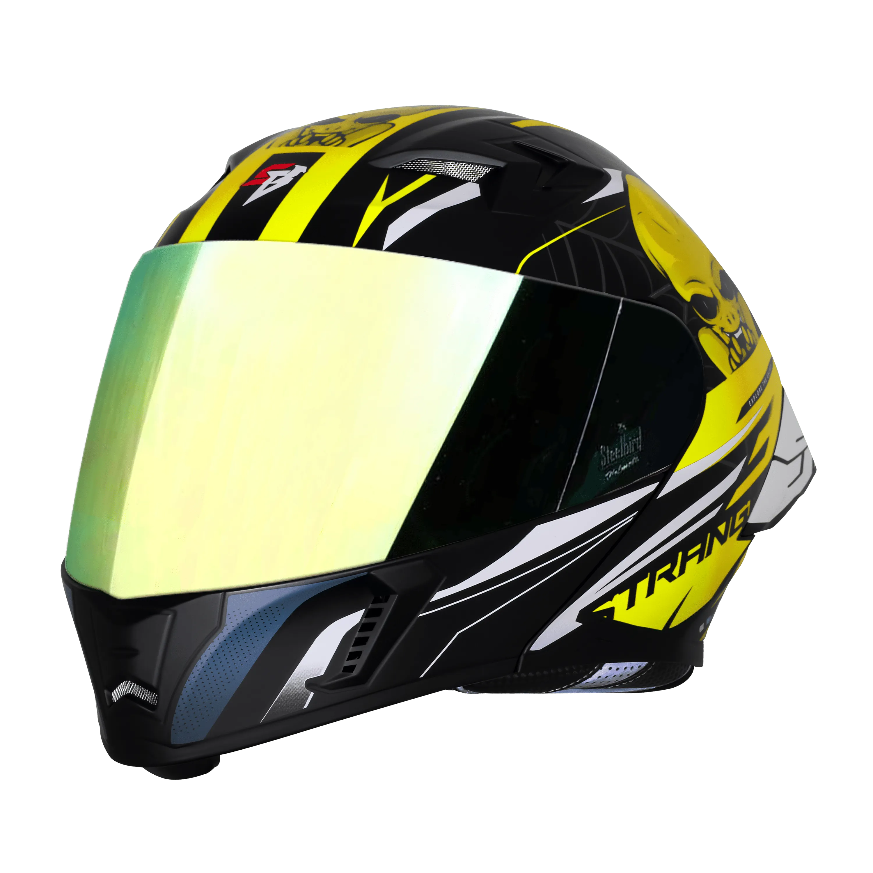 Steelbird Sba Strange Black Neon Flip Up Helmet