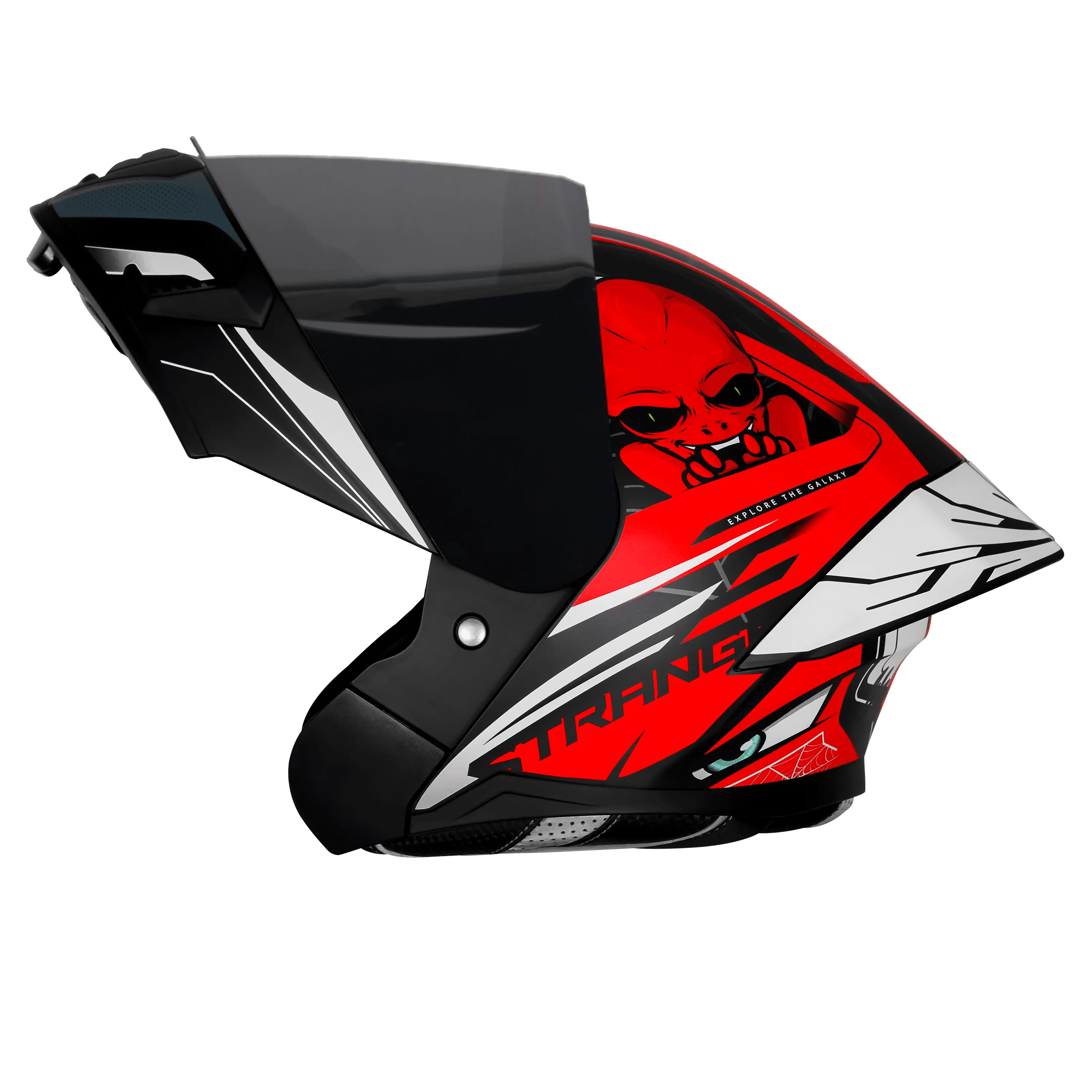 Steelbird Sba Strange Black Red Flip Up Helmet