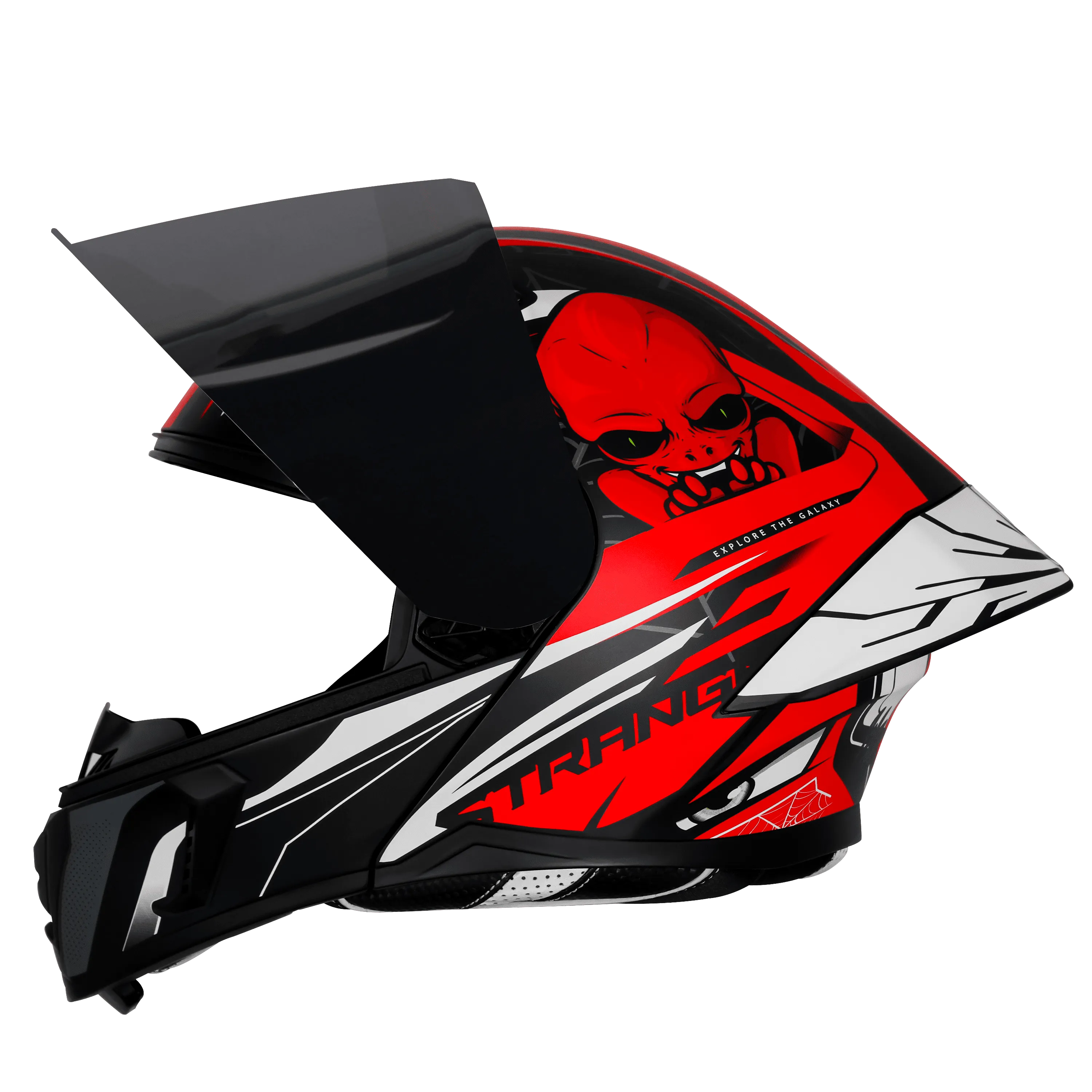 Steelbird Sba Strange Black Red Flip Up Helmet