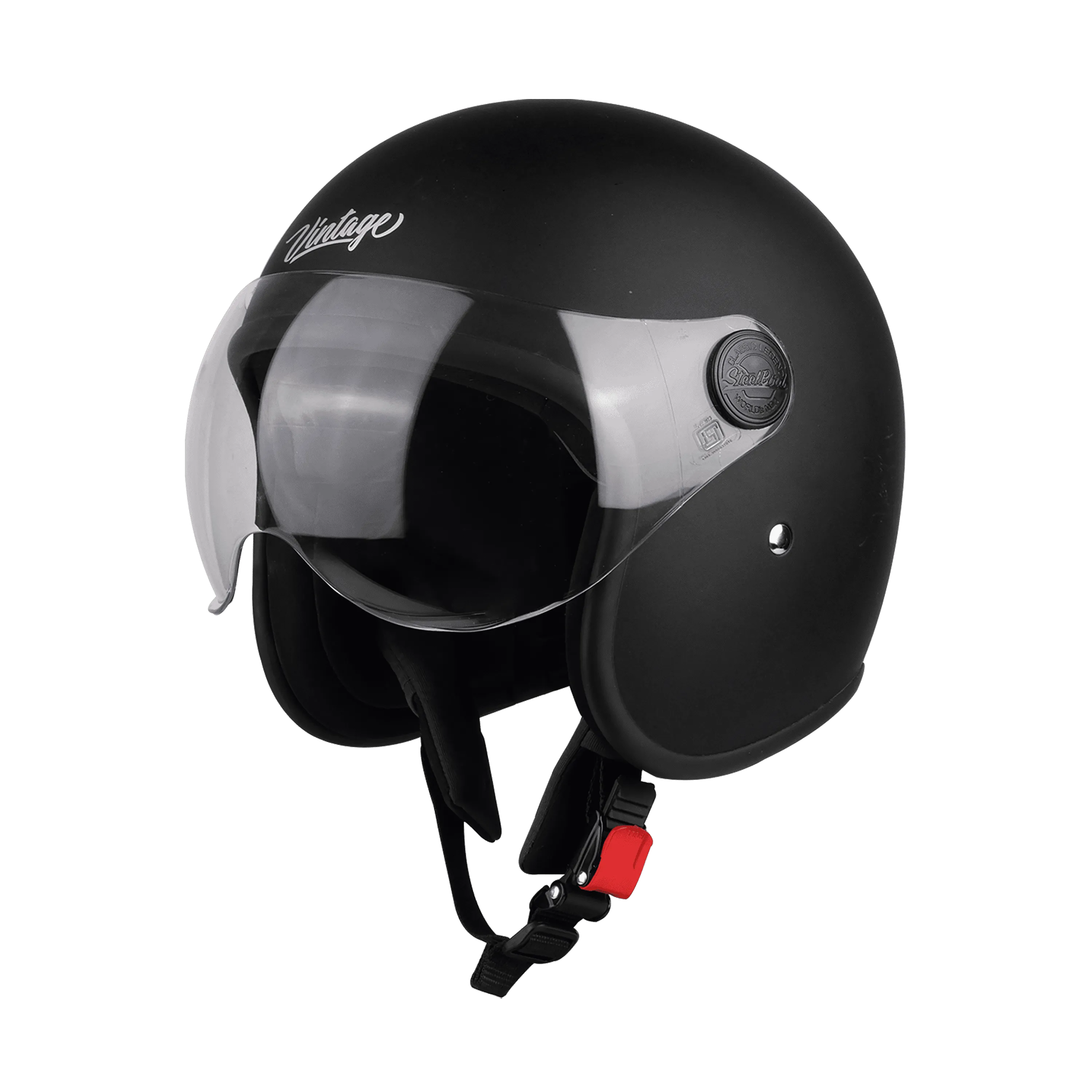 Steelbird Sbh-54 Vintage Matt Black Half face Helemt