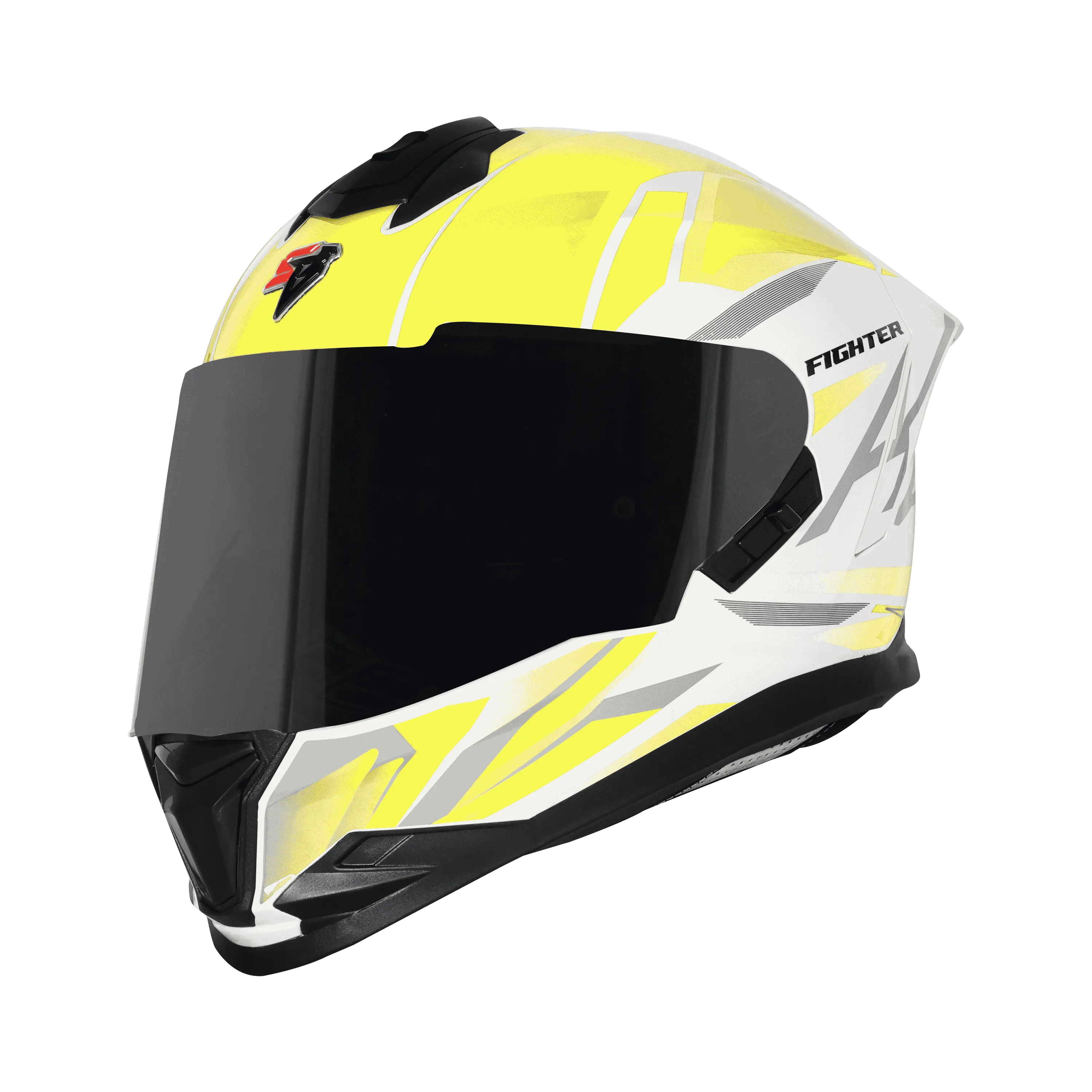Steelbird Sbh-57 Fighter F4 White Fl Yellow Full face Helmet
