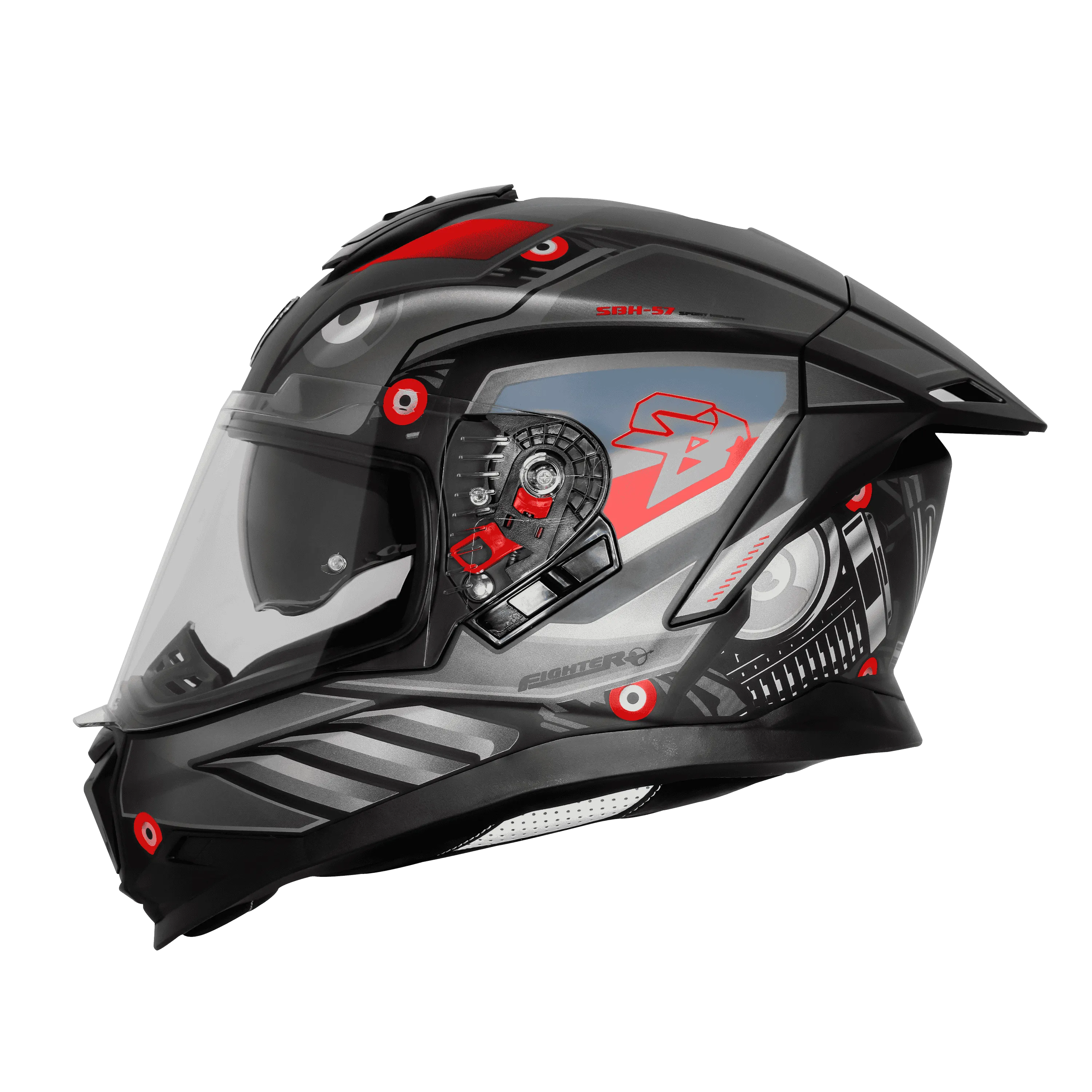 Steelbird Sbh-57 Fighter F8 Black Gray Full face Helmet
