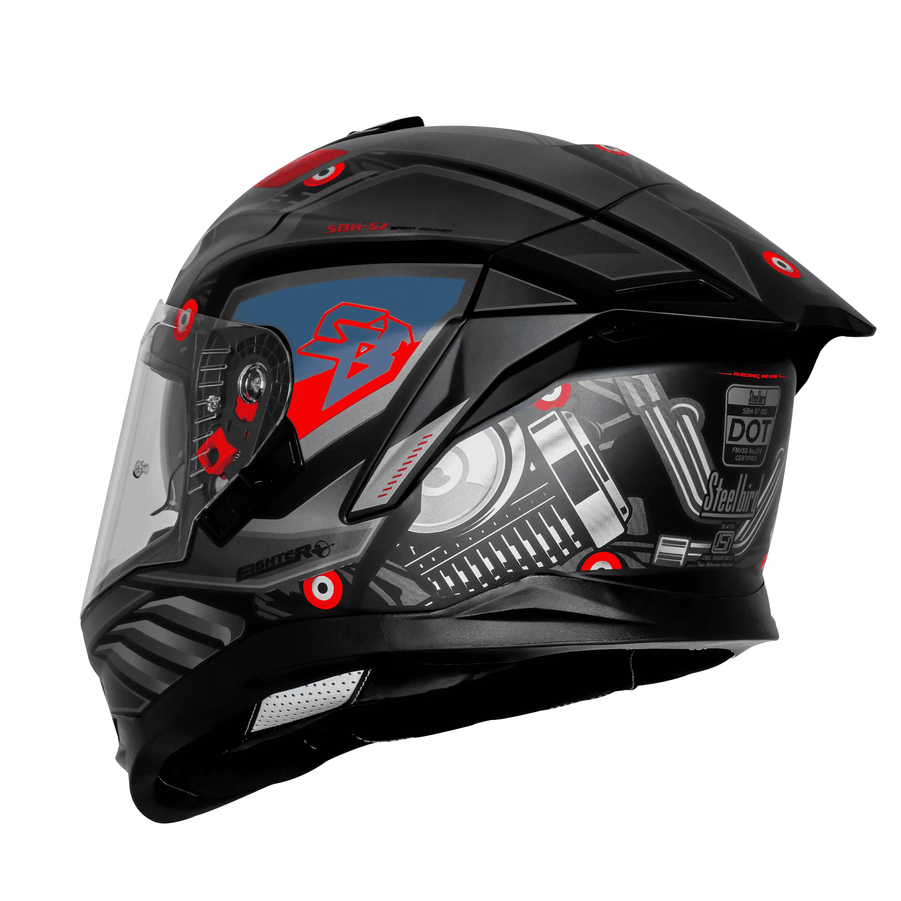 Steelbird Sbh-57 Fighter F8 Black Gray Full face Helmet