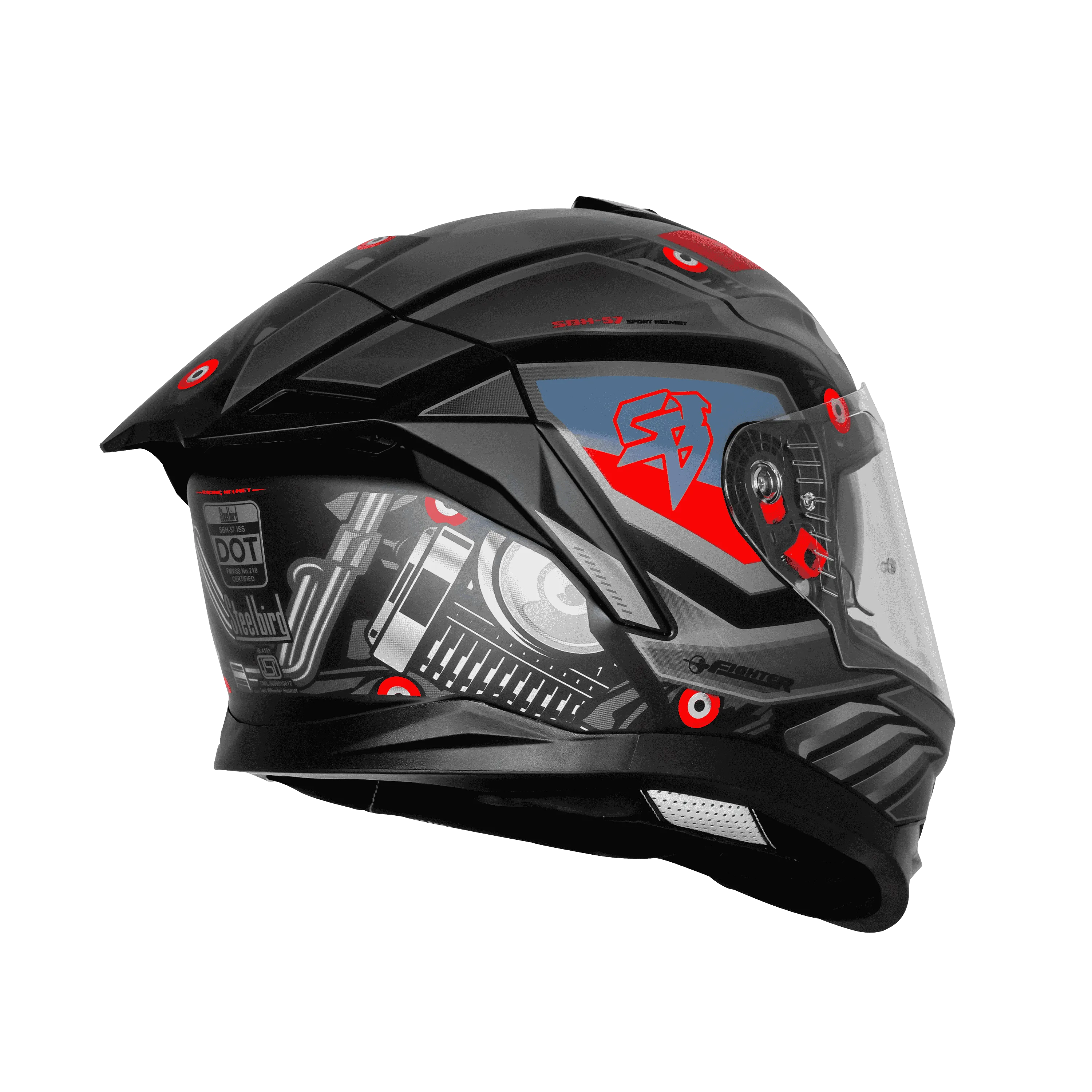 Steelbird Sbh-57 Fighter F8 Black Gray Full face Helmet