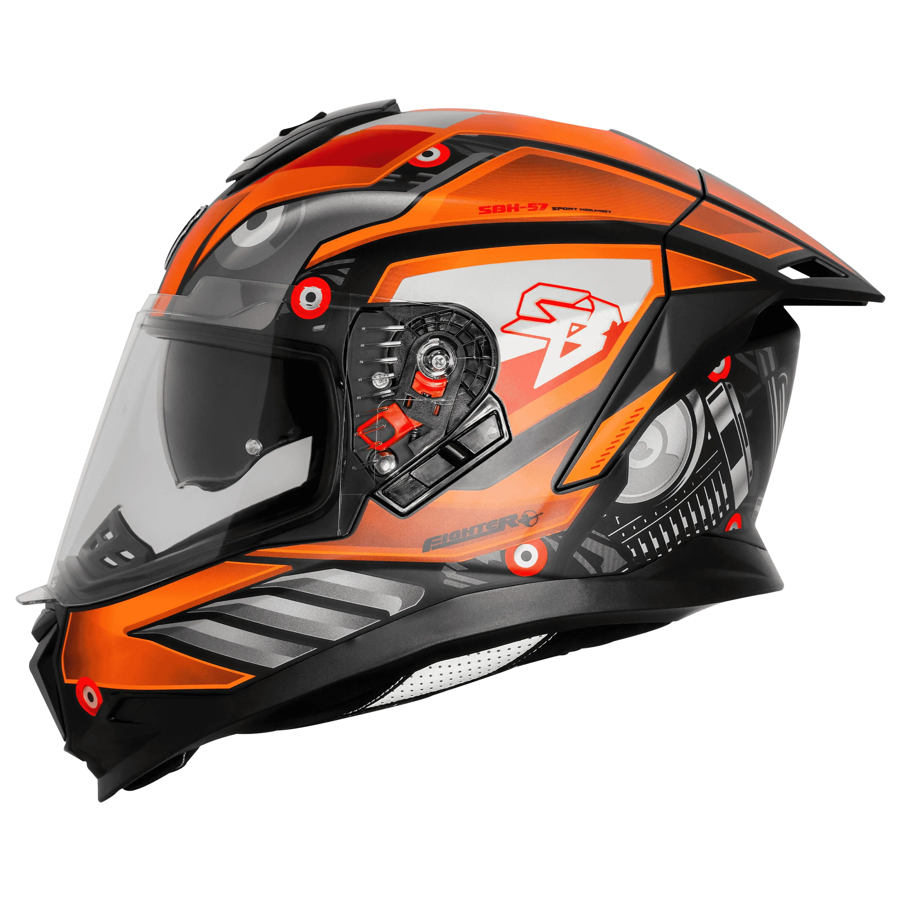 Steelbird Sbh-57 Fighter F8 Black Orange Full Face Helmet