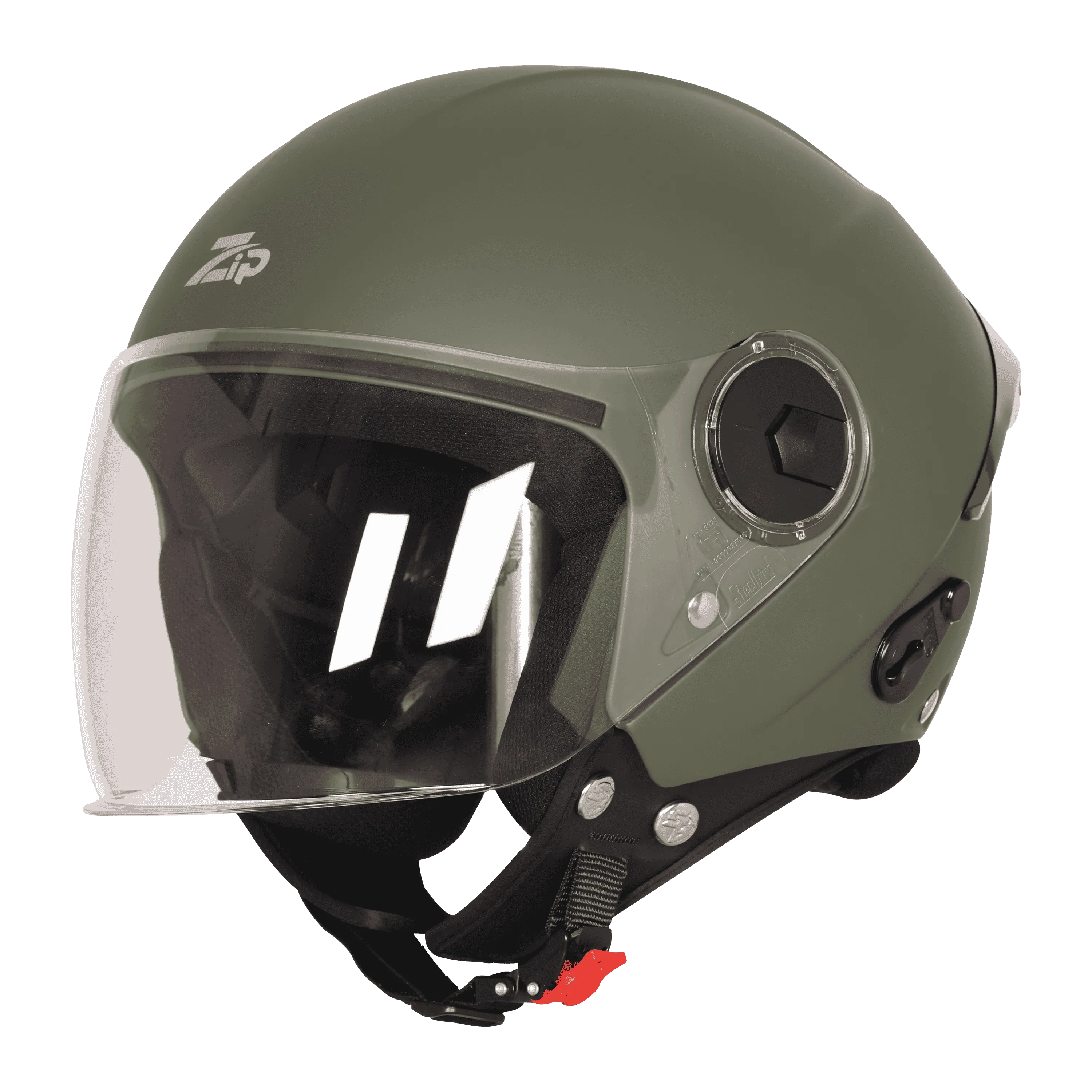 Steelbird Sbh-64 Zip Black Battle Green Half Face Helmet