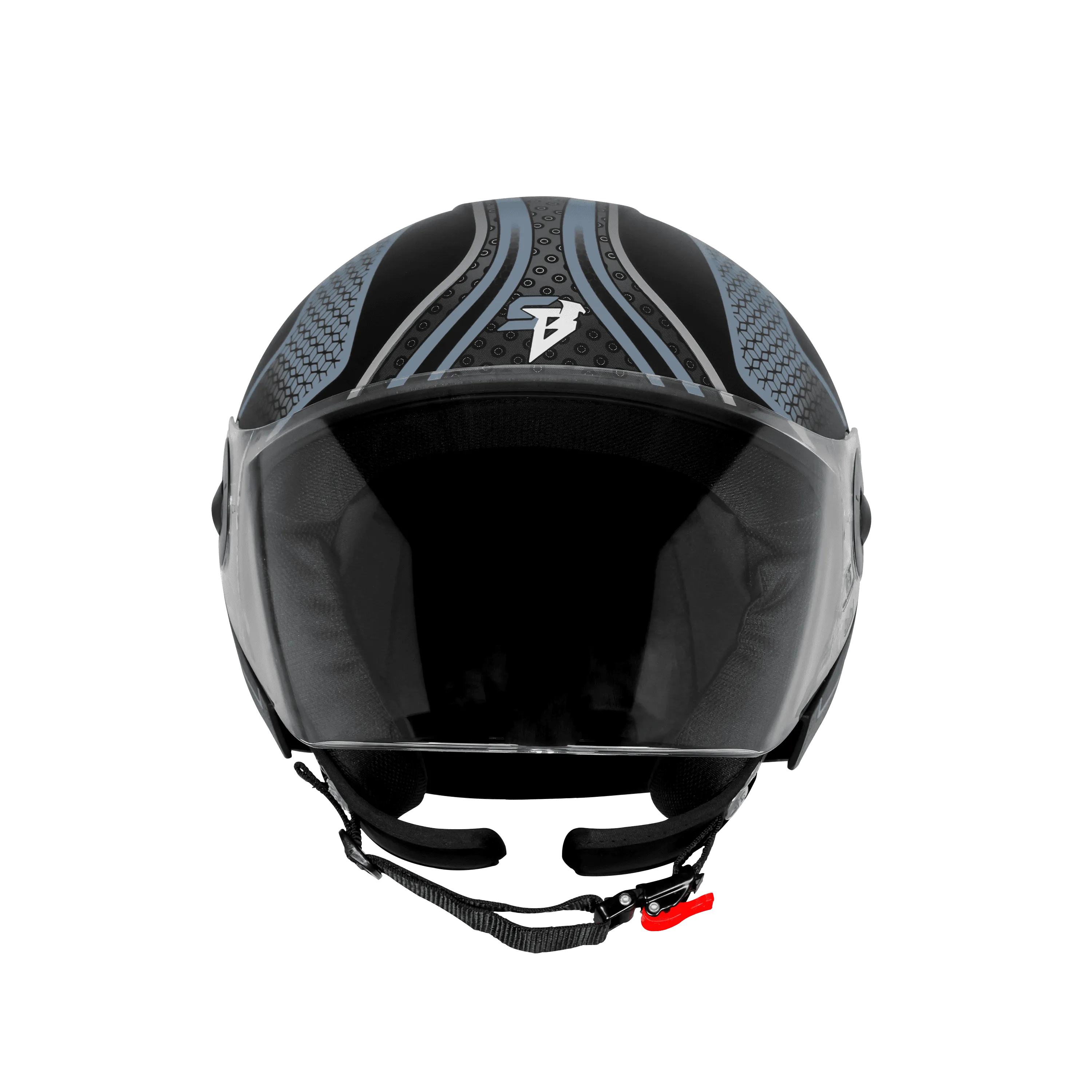 Steelbird Sbh-64 Zip Rebel Riders Black Grey Half Face Helmet