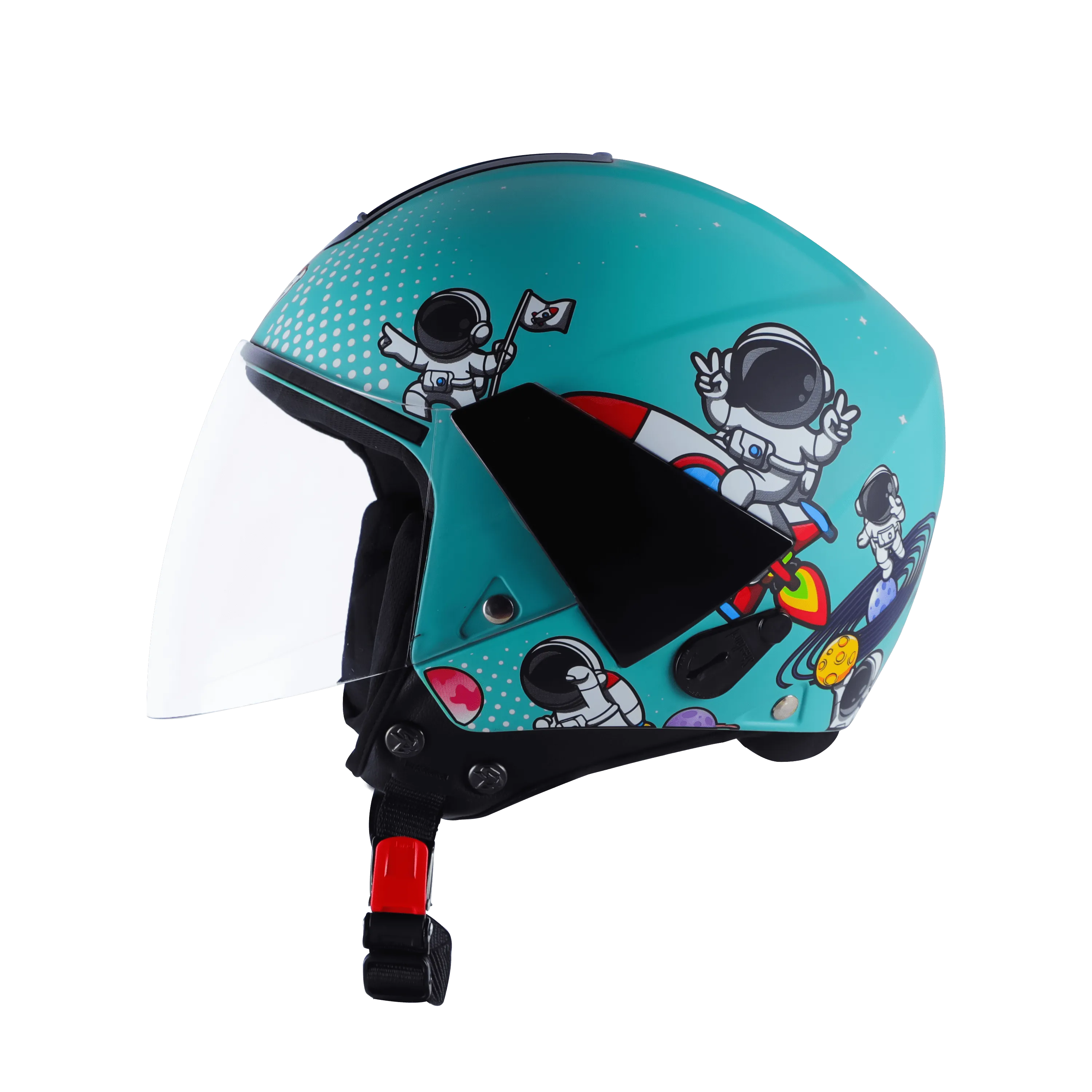 Steelbird Sbh5 Astronaut Caribbean green Half face helmet
