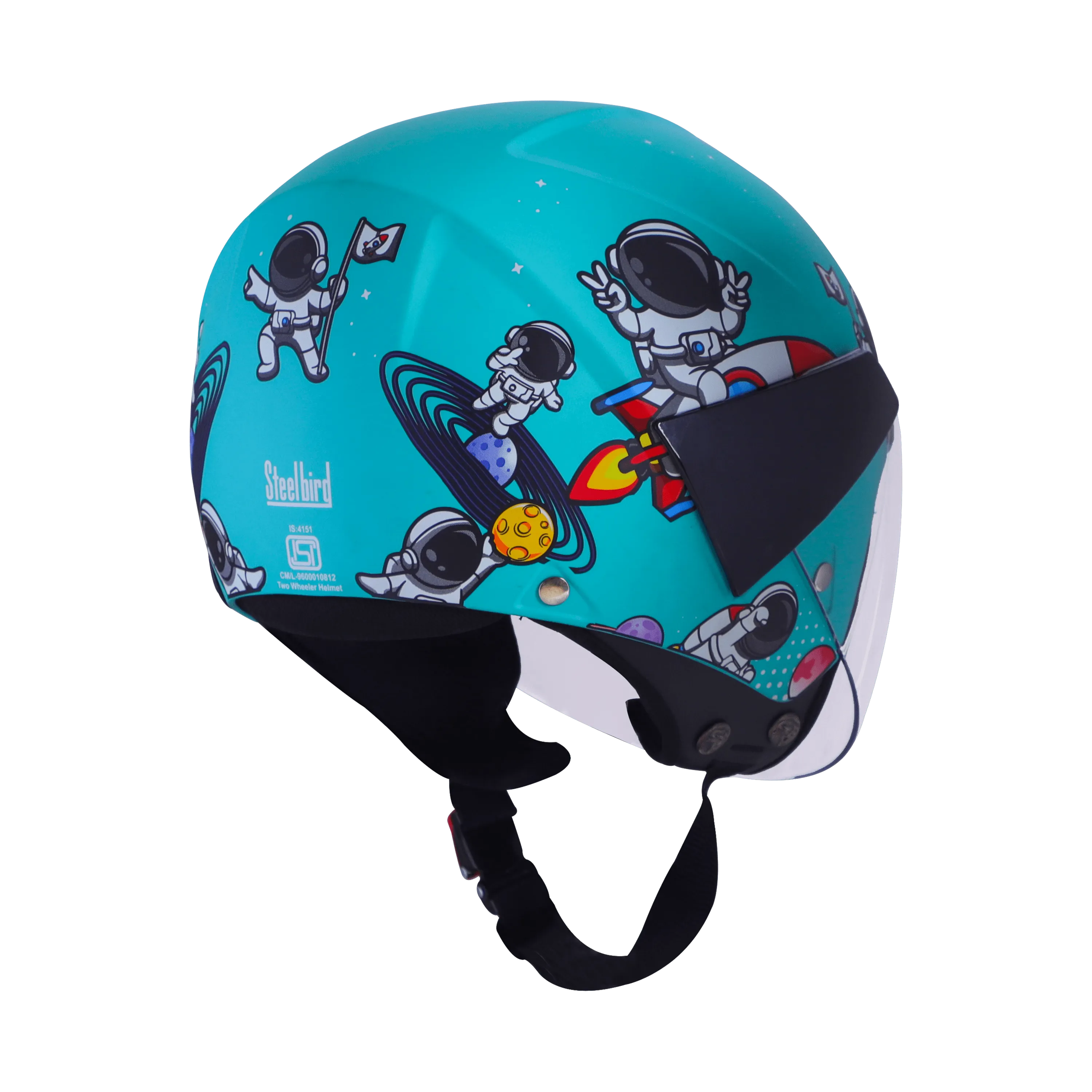 Steelbird Sbh5 Astronaut Caribbean green Half face helmet