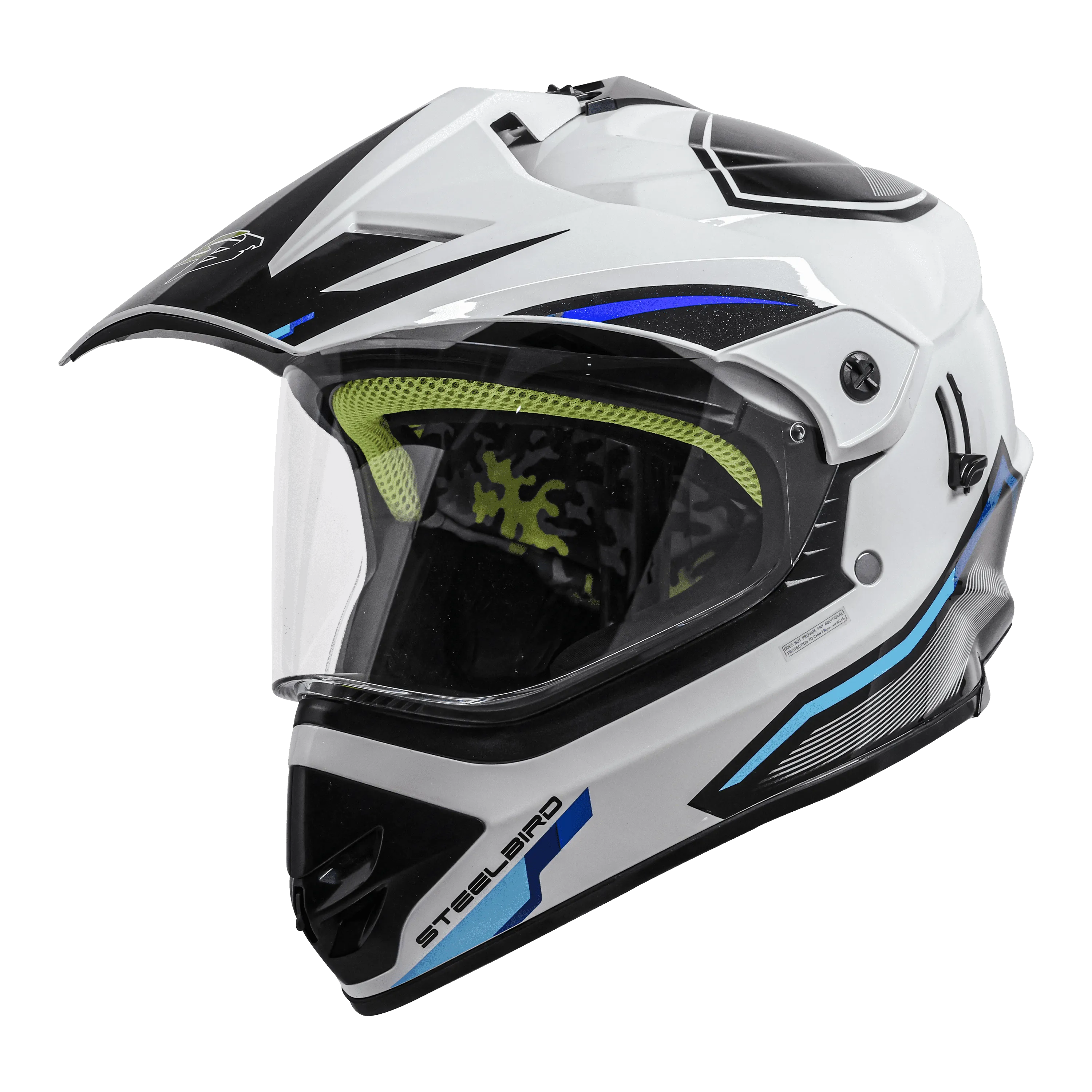 STEELBIRD Sbh 13 Racer White Blue Off Road Helmet