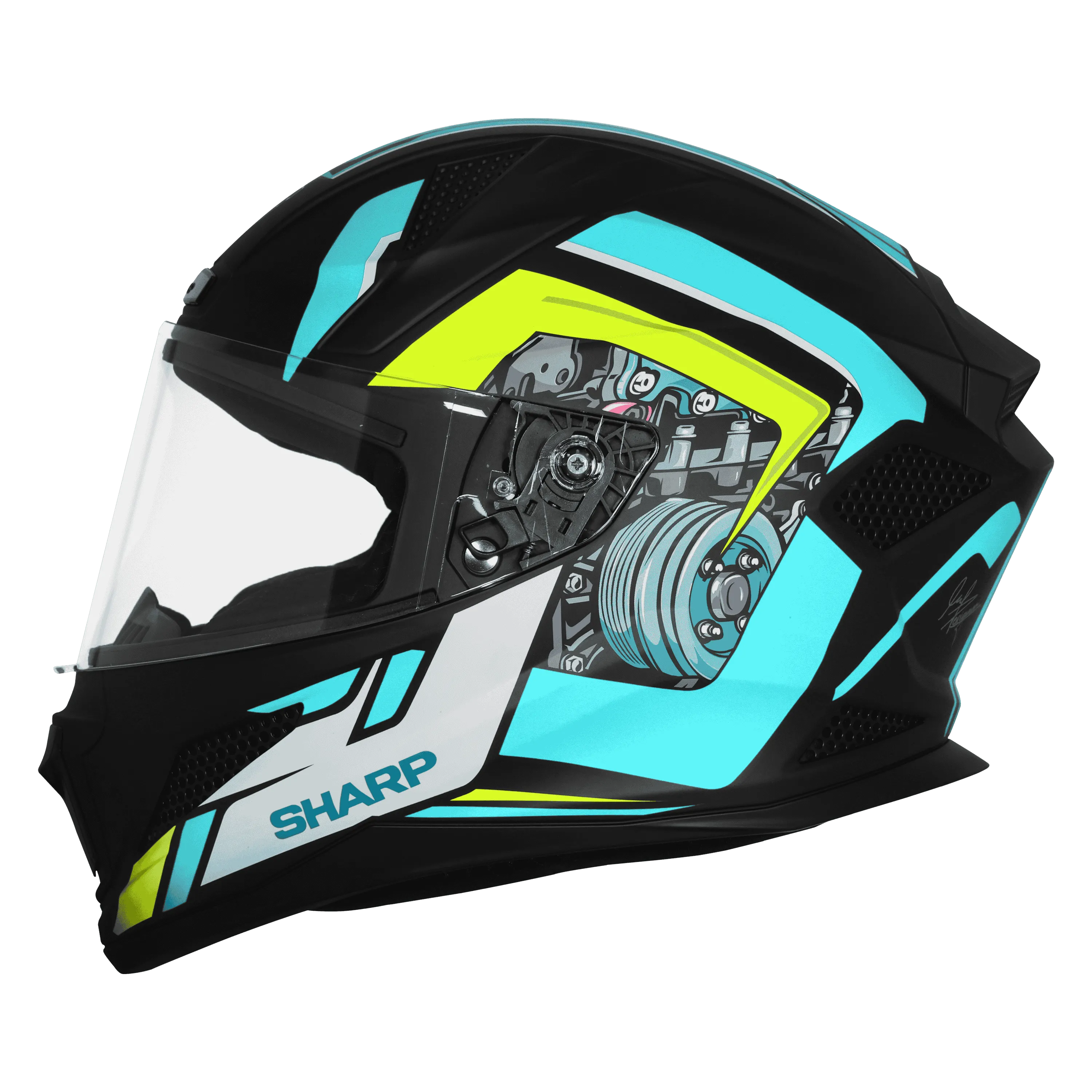 STEELBIRD Sbh 25 Sharp Glsy Black Jazz Blue Full Face Helmet