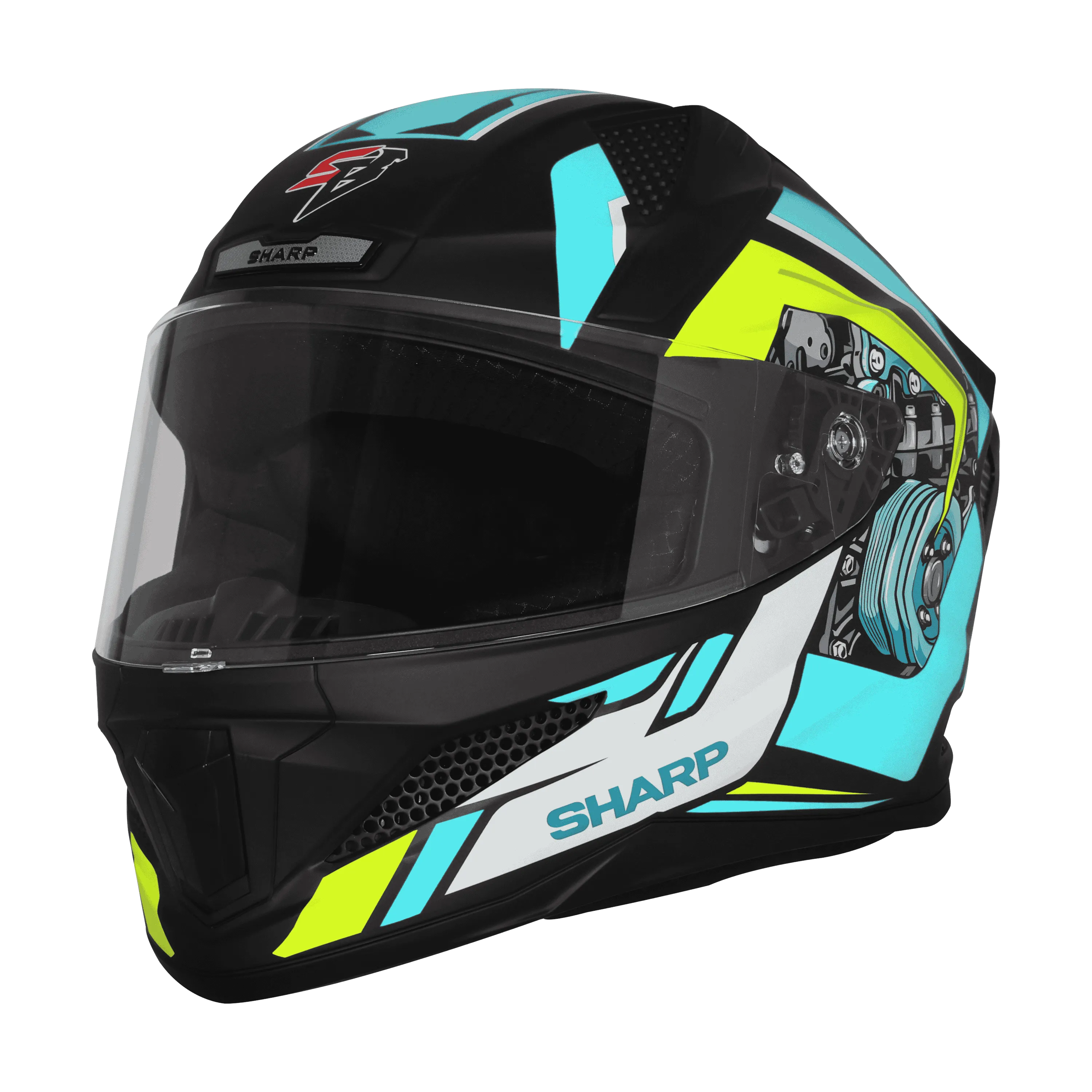 STEELBIRD Sbh 25 Sharp Glsy Black Jazz Blue Full Face Helmet