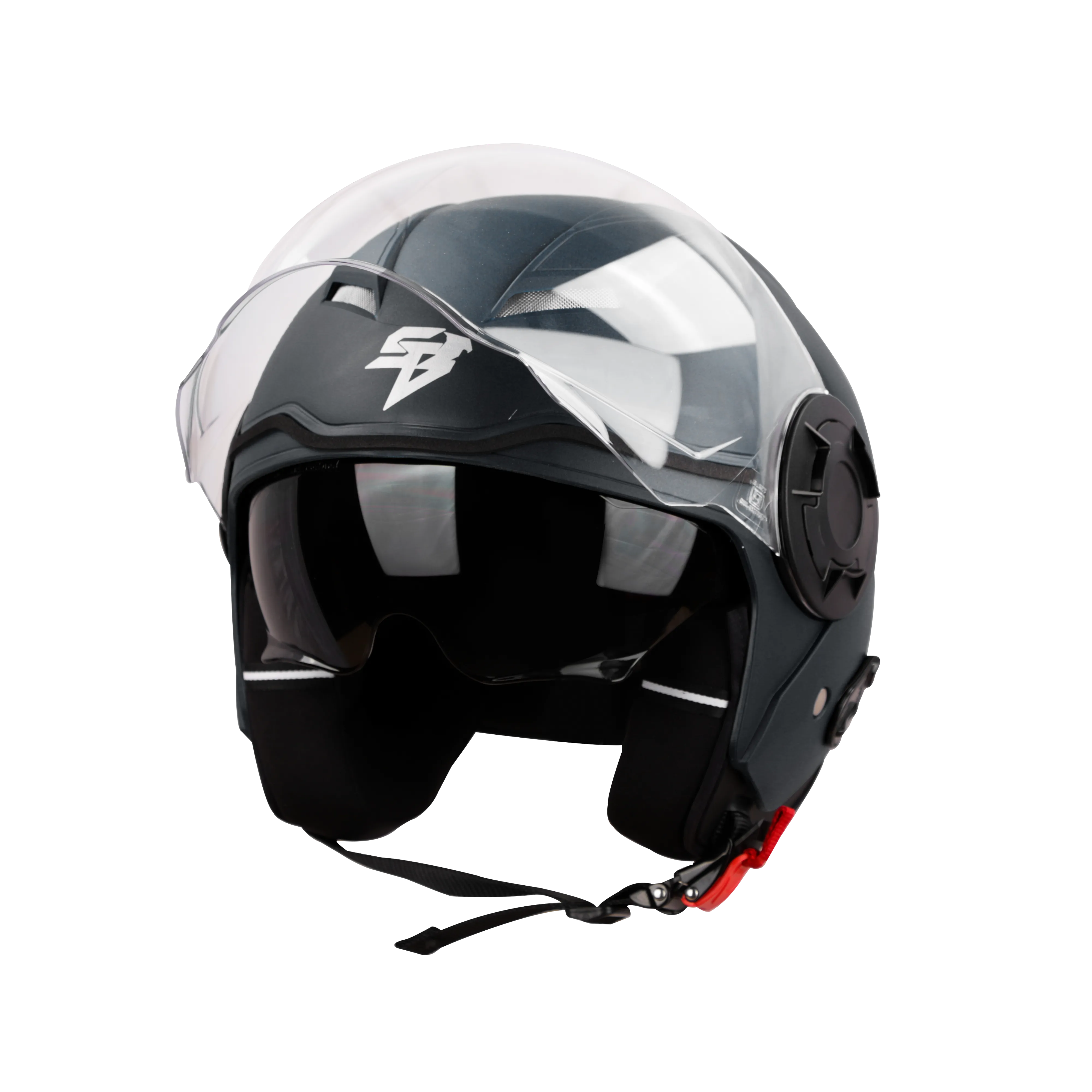 Steelbird Sbh 31 Drx Black Smoke Sun Shield Half Face Helmet
