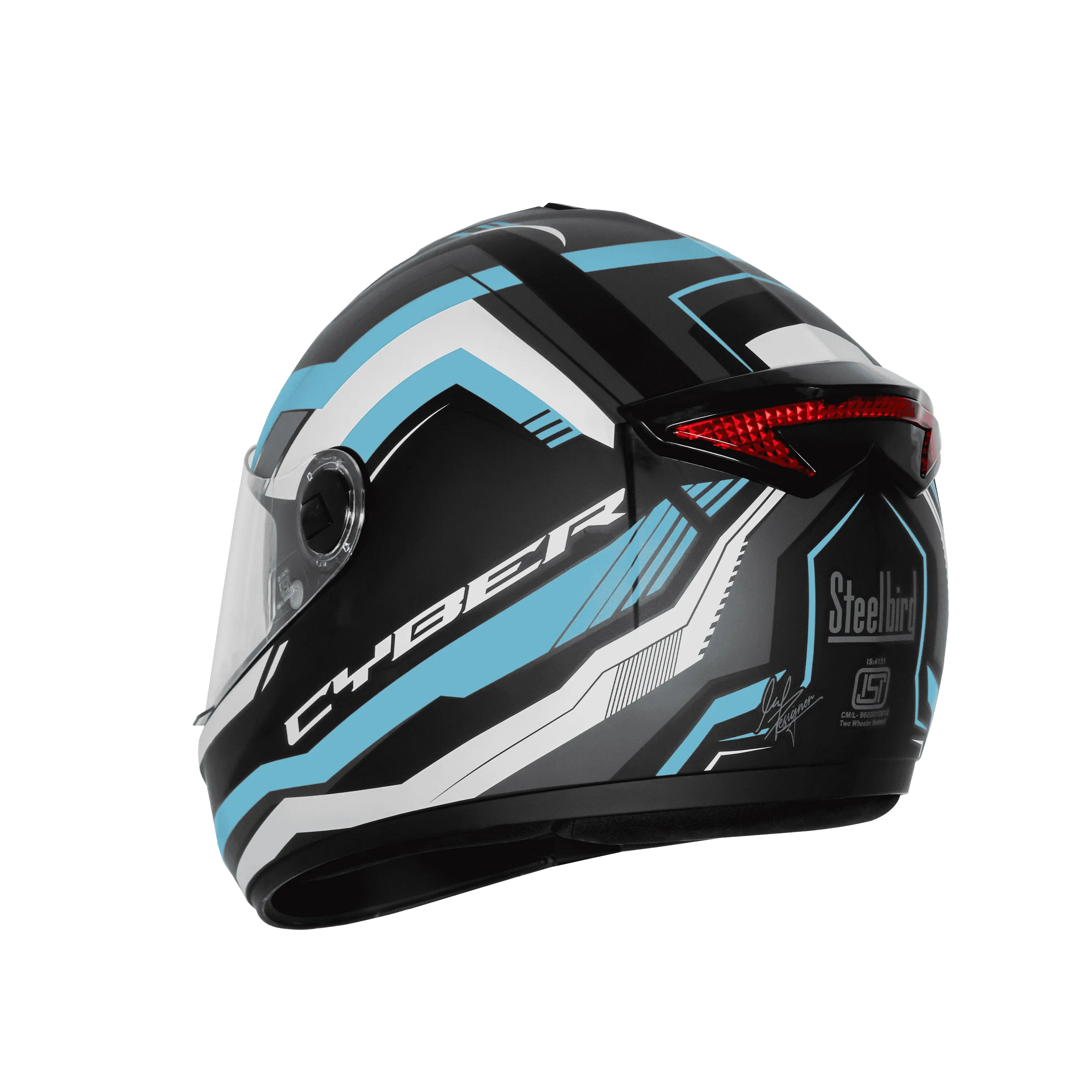 Steelbird Sbh 34 Rf Cyper Black Blue Full Face Helmet