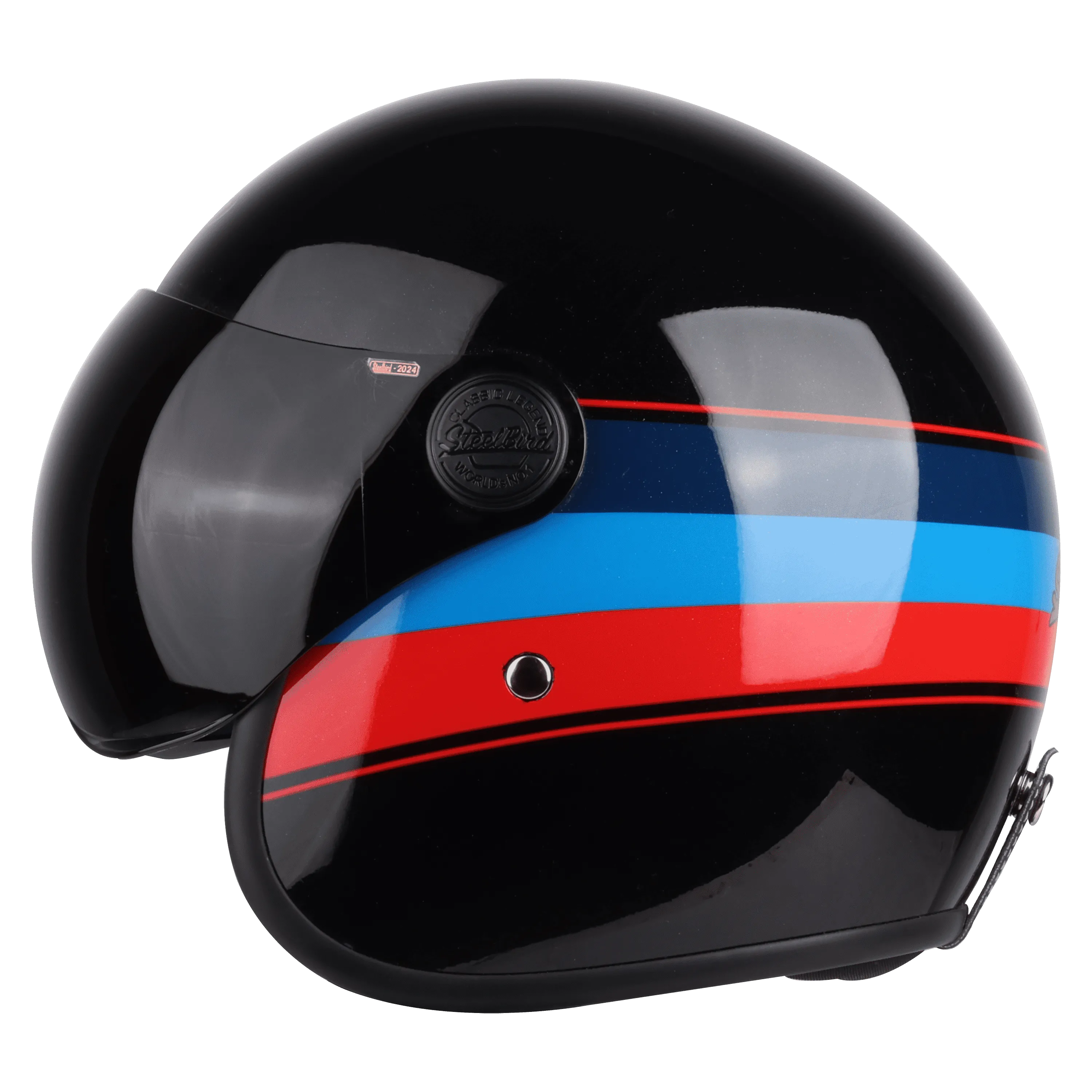 STEELBIRD Sbh 54 Vintage Black Red Half Face Helmet