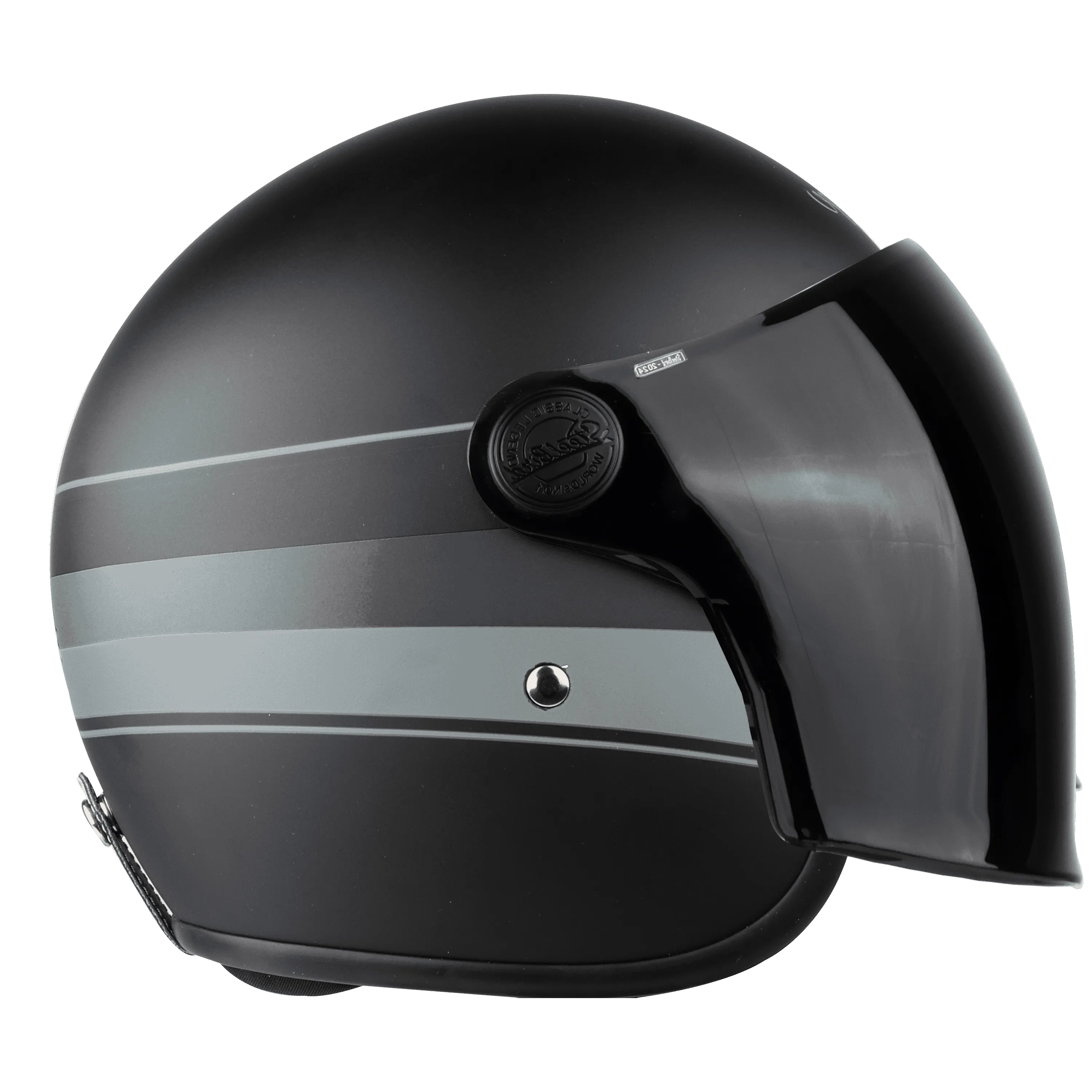 STEELBIRD Sbh 56 Vintage Black Grey Half Face Helmet