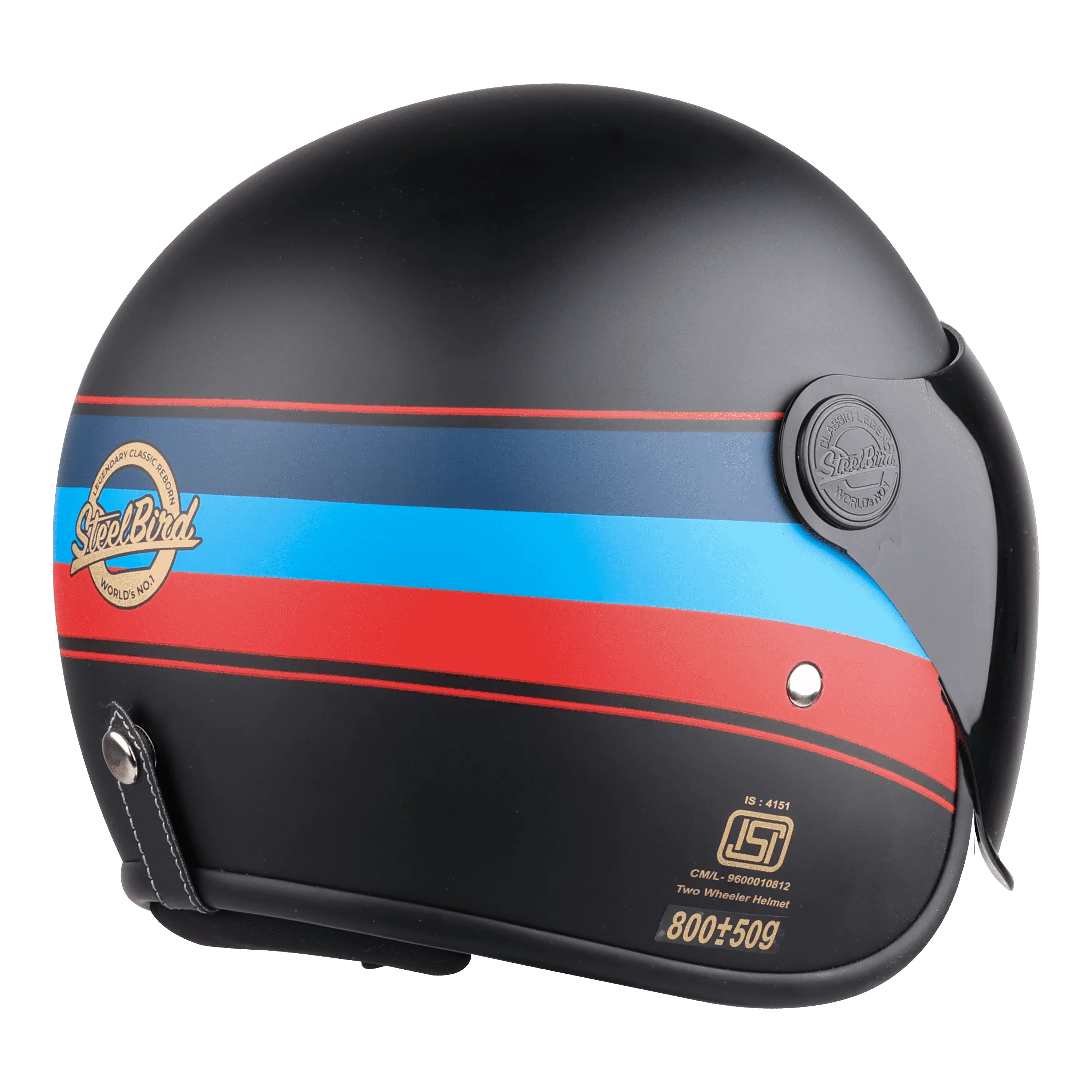 STEELBIRD Sbh 56 Vintage Black Red Half Face Helmet