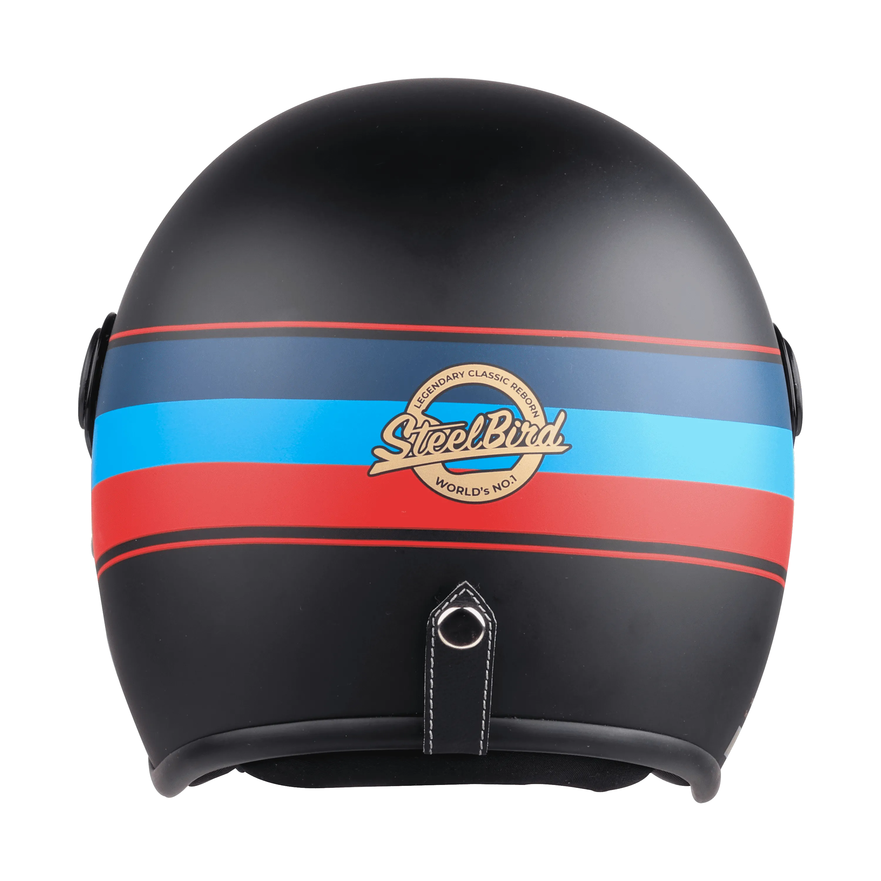 STEELBIRD Sbh 56 Vintage Black Red Half Face Helmet
