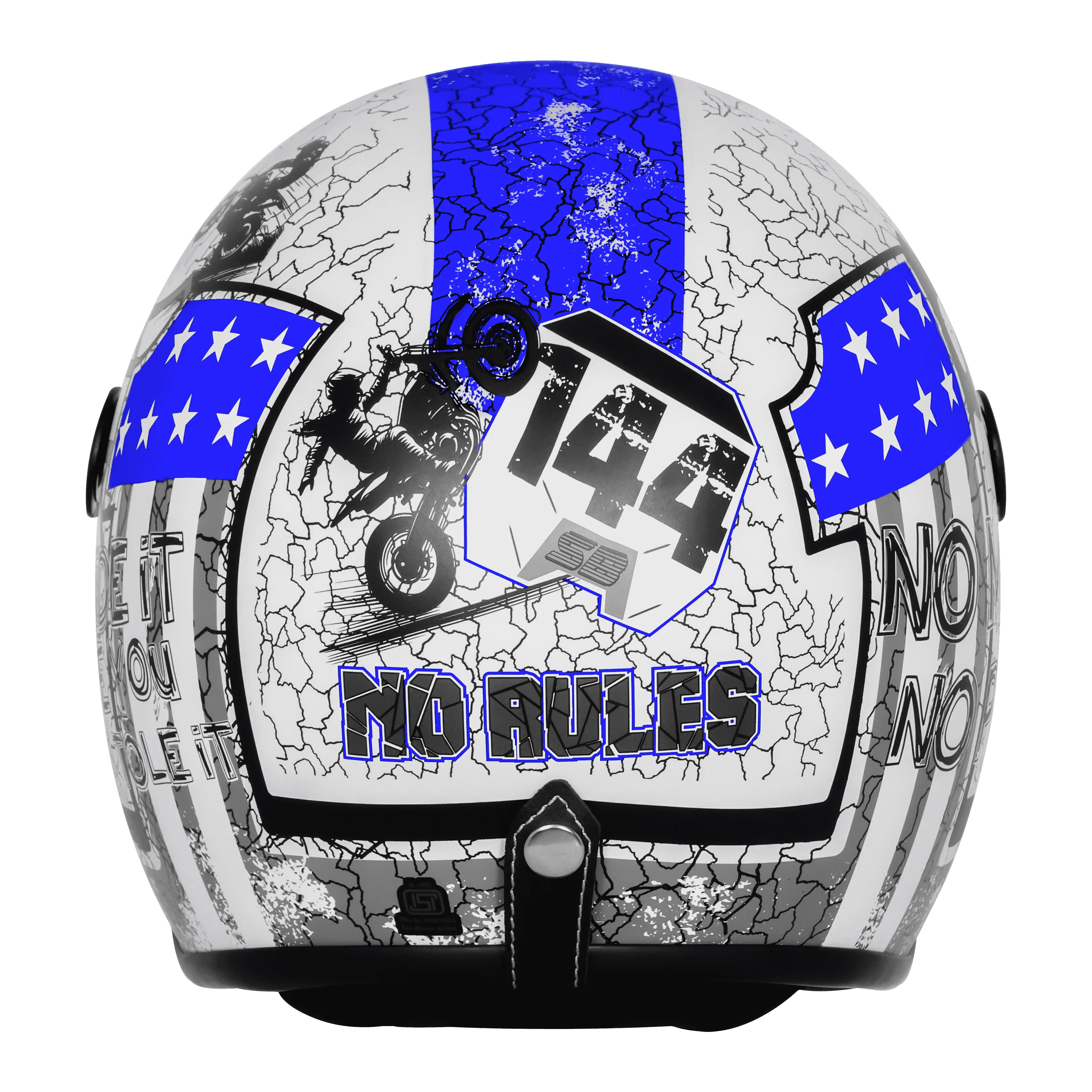 Steelbird Sbh 56 Vintage No Rules White Blue Half Face Helmet