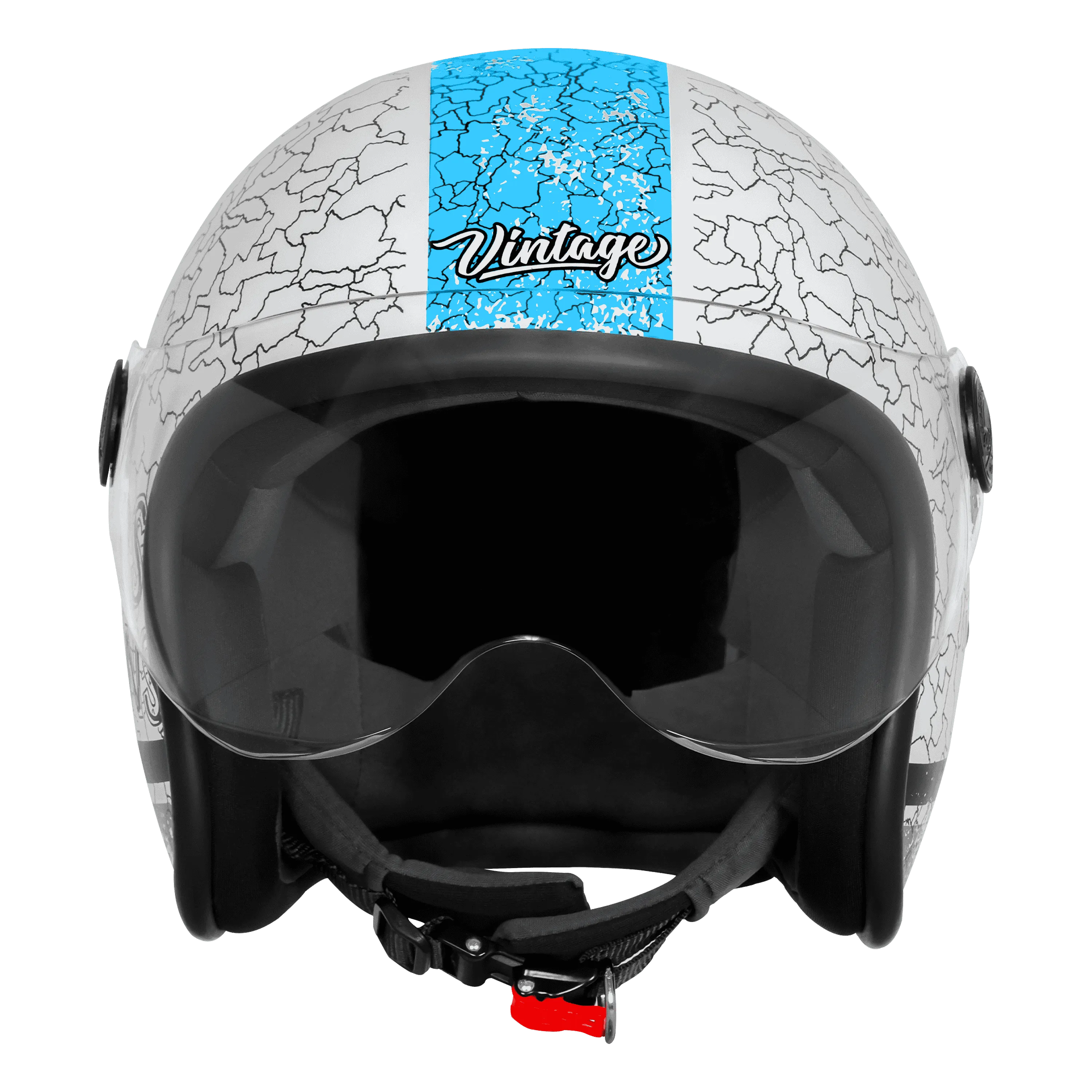 Steelbird Sbh 56 Vintage No Rules White Jazz Blue Half Face Helmet
