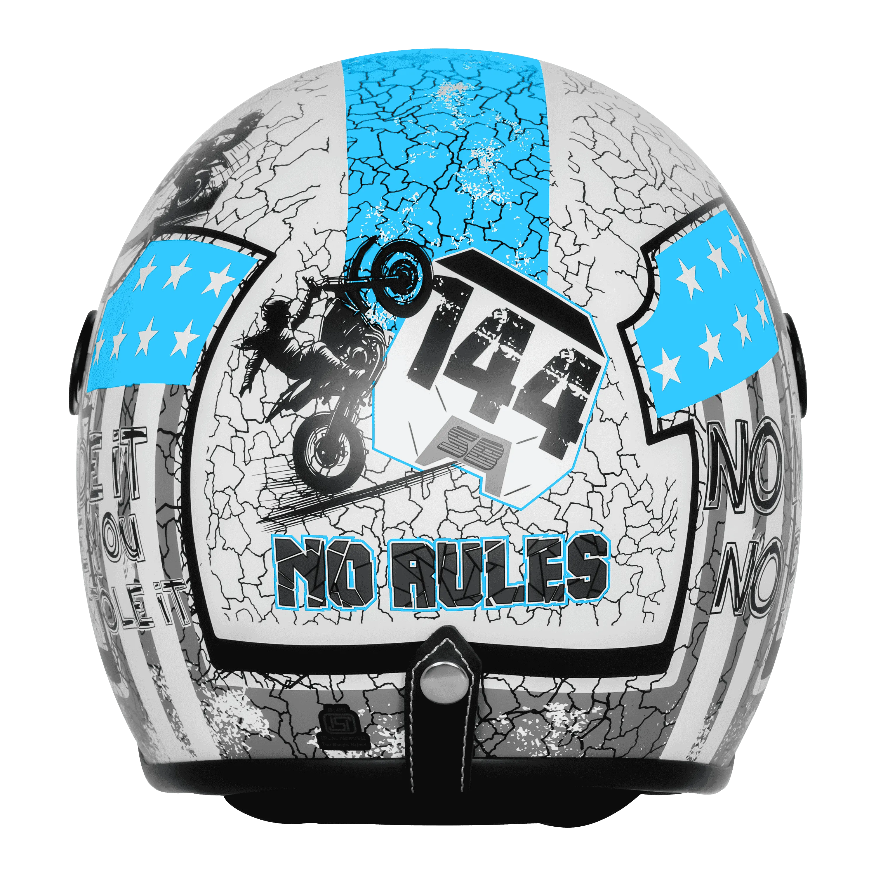 Steelbird Sbh 56 Vintage No Rules White Jazz Blue Half Face Helmet