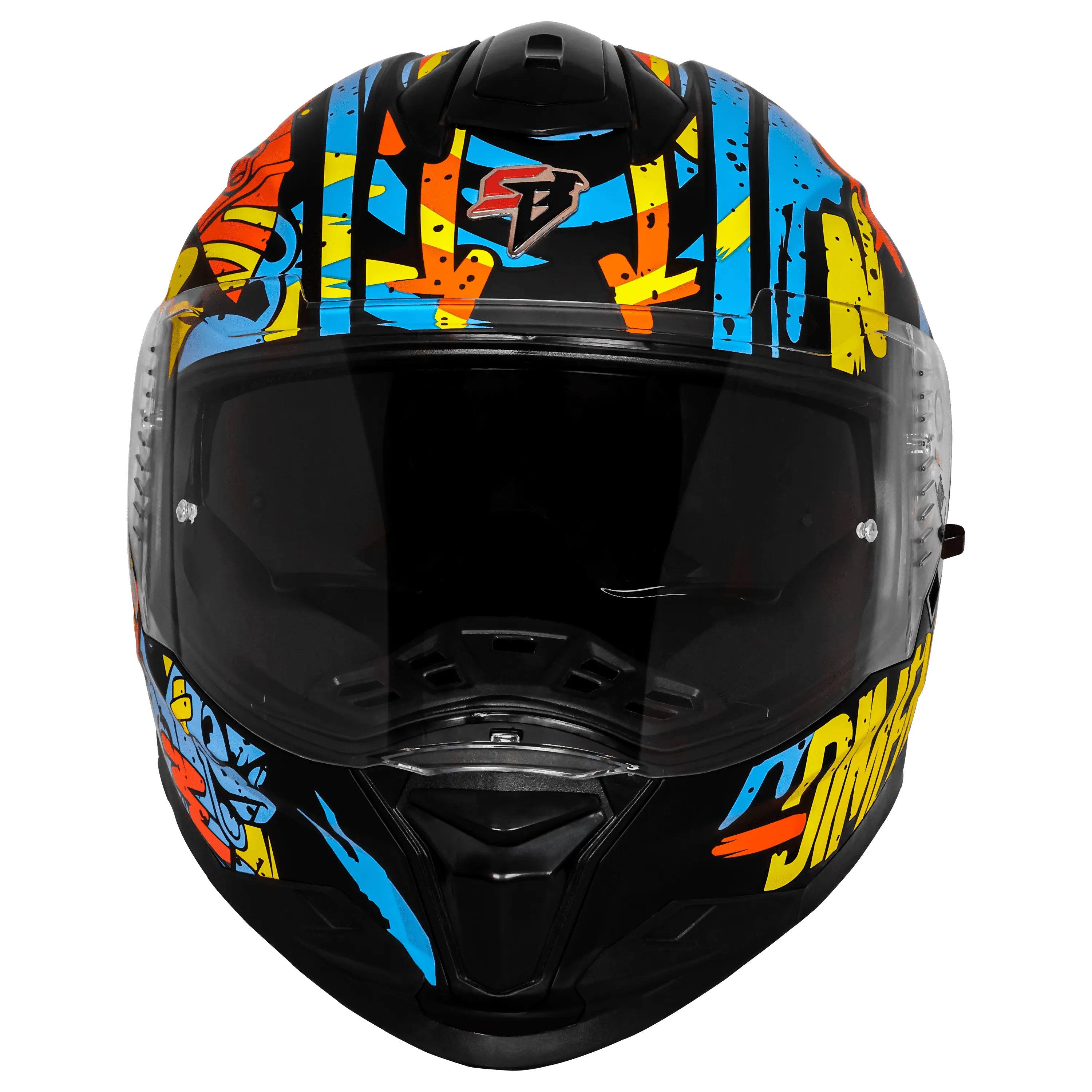 Steelbird Sbh 57 Fighter F10 Black Neon Orange Full Face Helmet