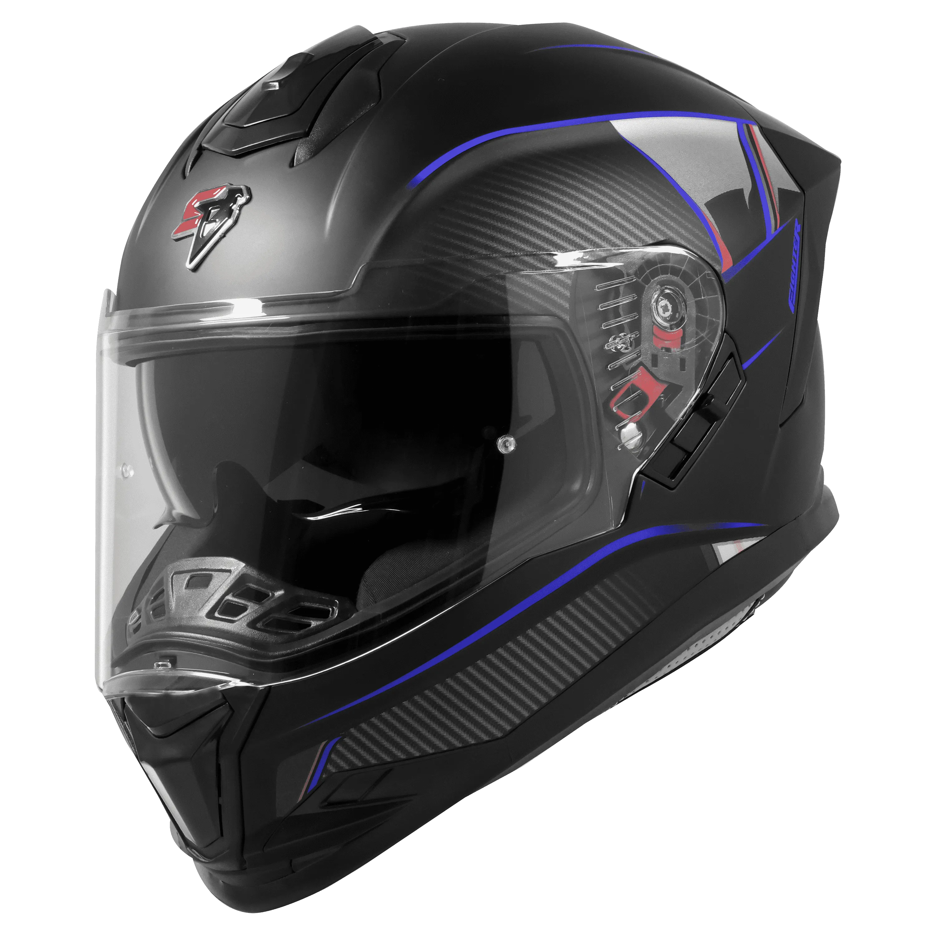 STEELBIRD Sbh 57 Fighter F1 Black Blue Flip Up Helmet