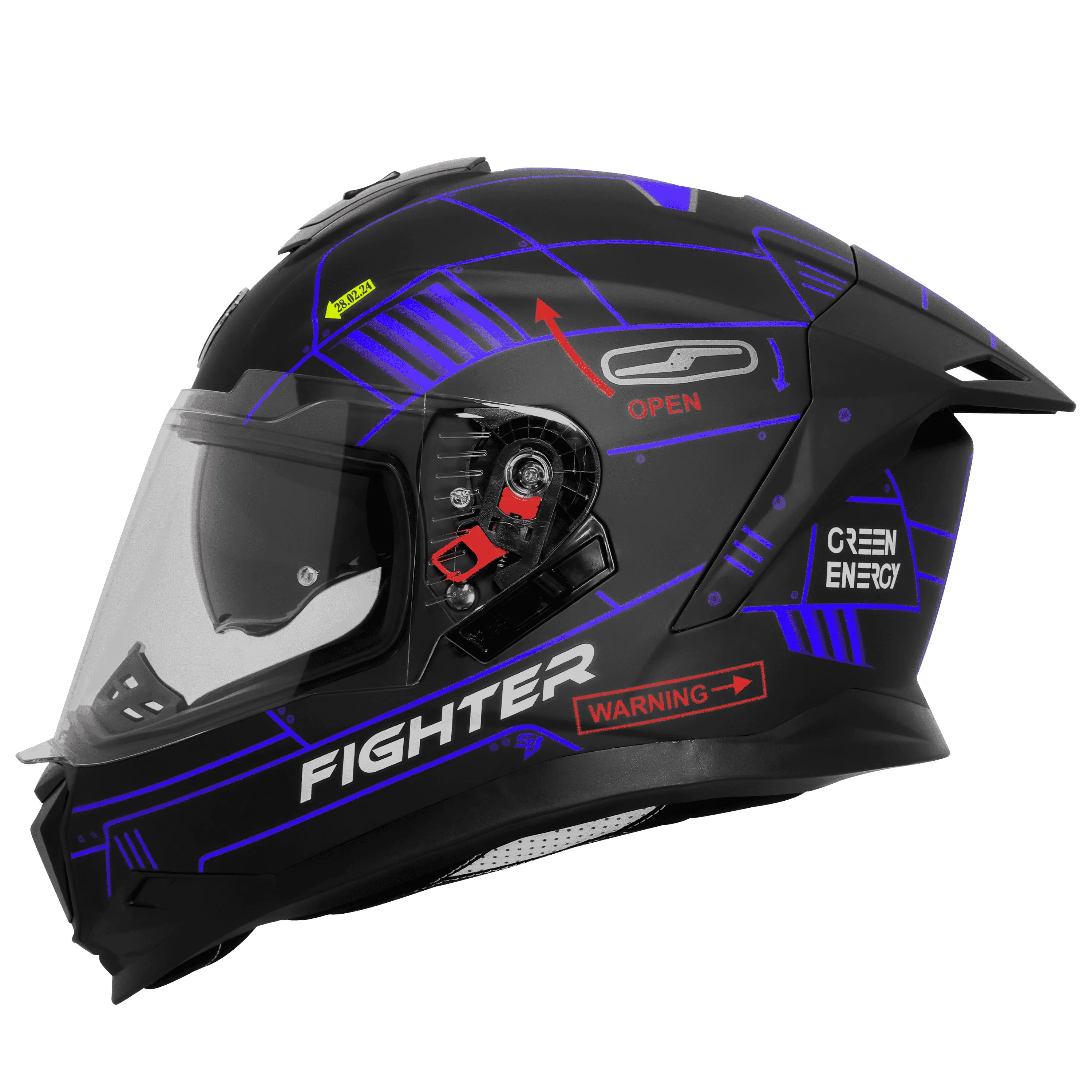 Steelbird Sbh 57 Fighter F6 Black Blue Full face Helmet