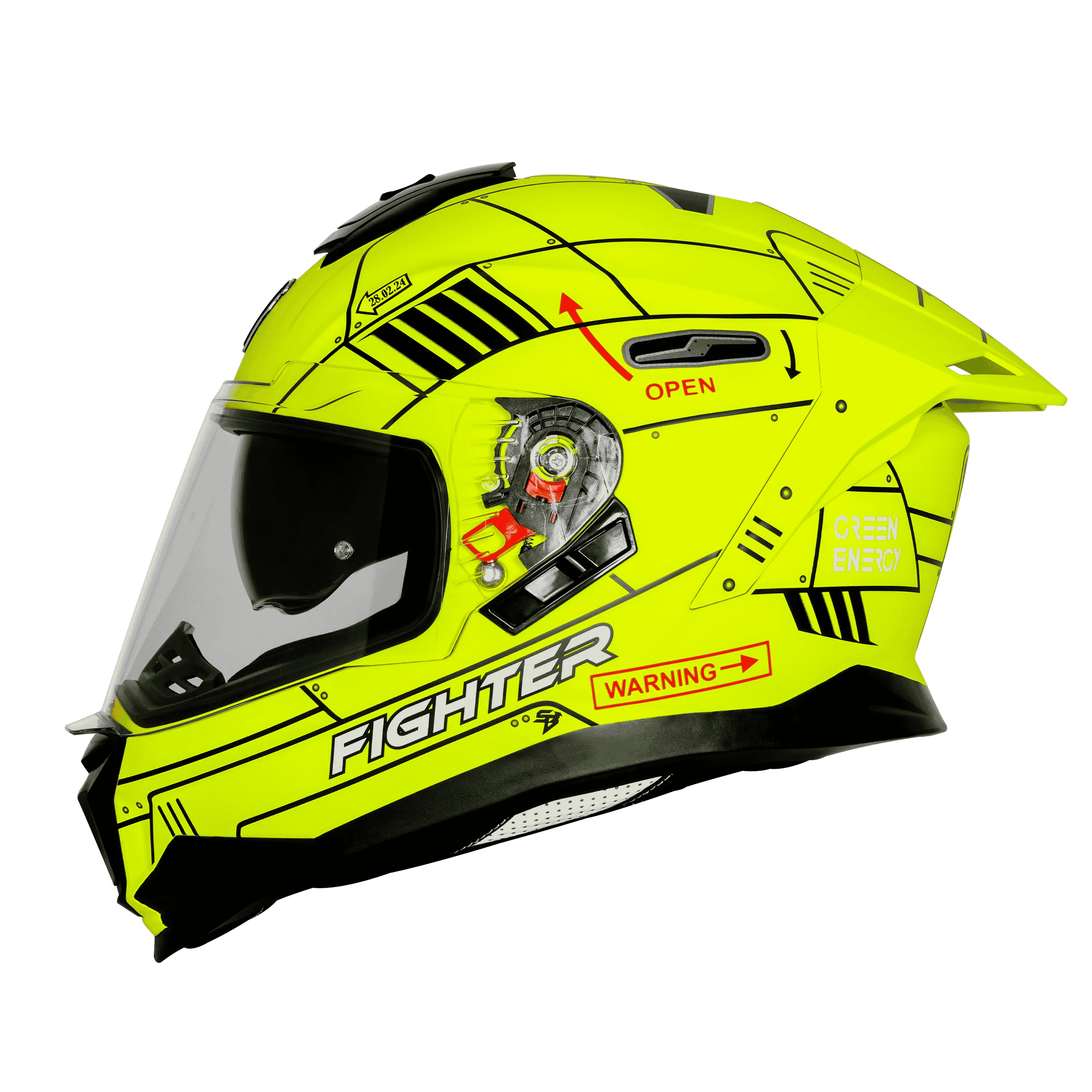 Steelbird Sbh 57 Fighter F6 Black Neon Full Face Helmet 