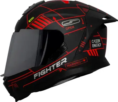 Steelbird Sbh 57 Fighter F6 Black Red Full Face Helmet