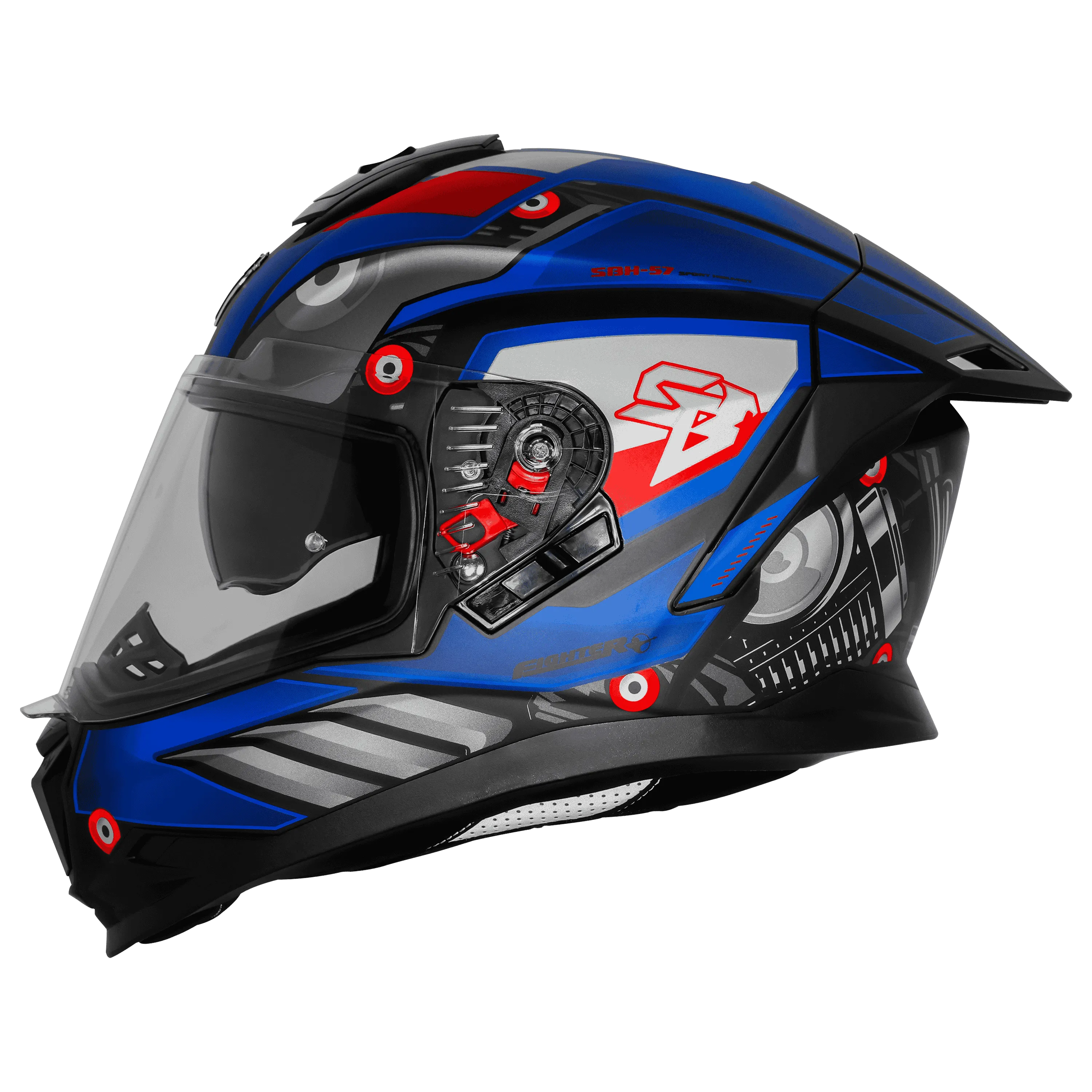 Steelbird Sbh 57 Fighter F8 Black Blue Full face helmet