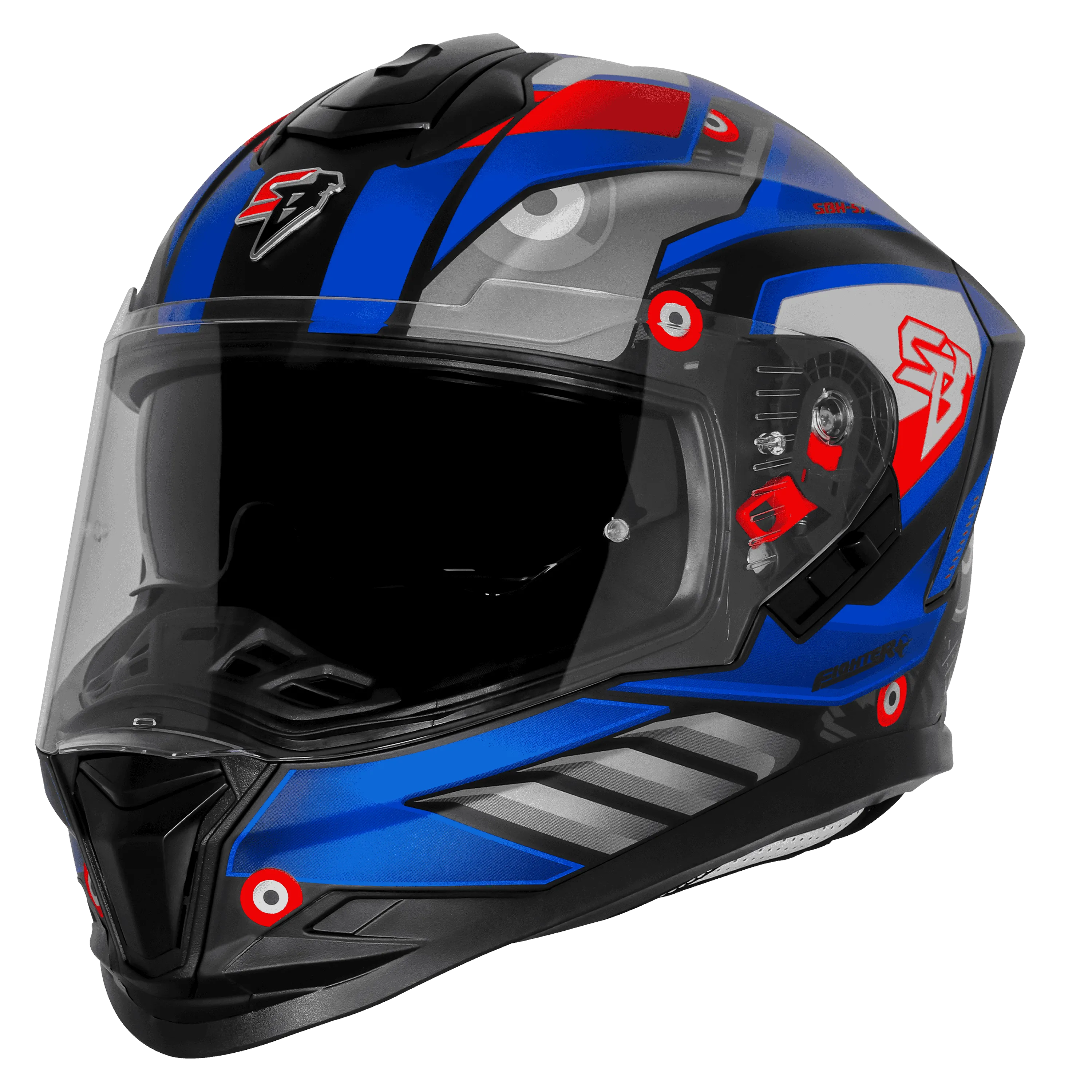 Steelbird Sbh 57 Fighter F8 Black Blue Full face helmet