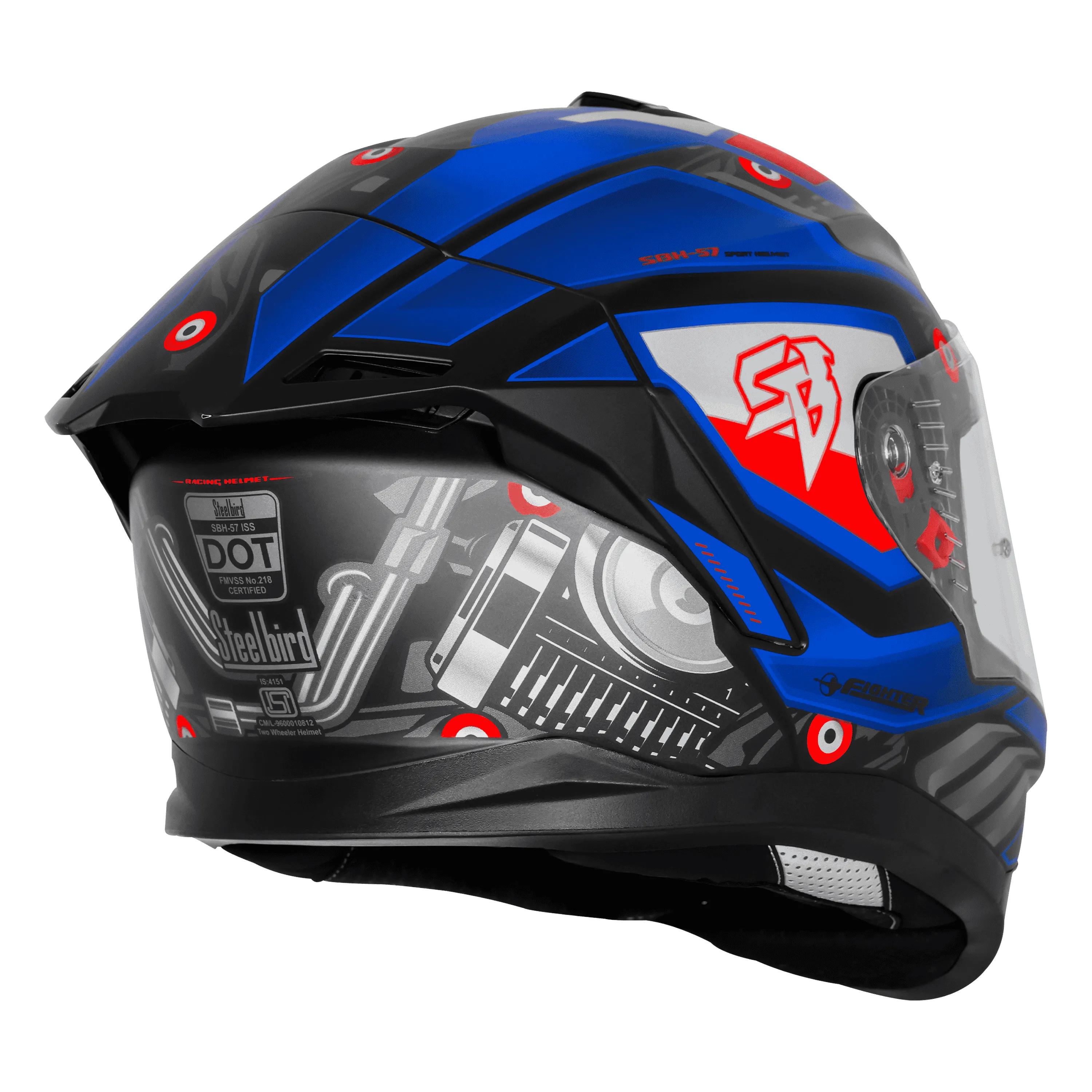 Steelbird Sbh 57 Fighter F8 Black Blue Full face helmet