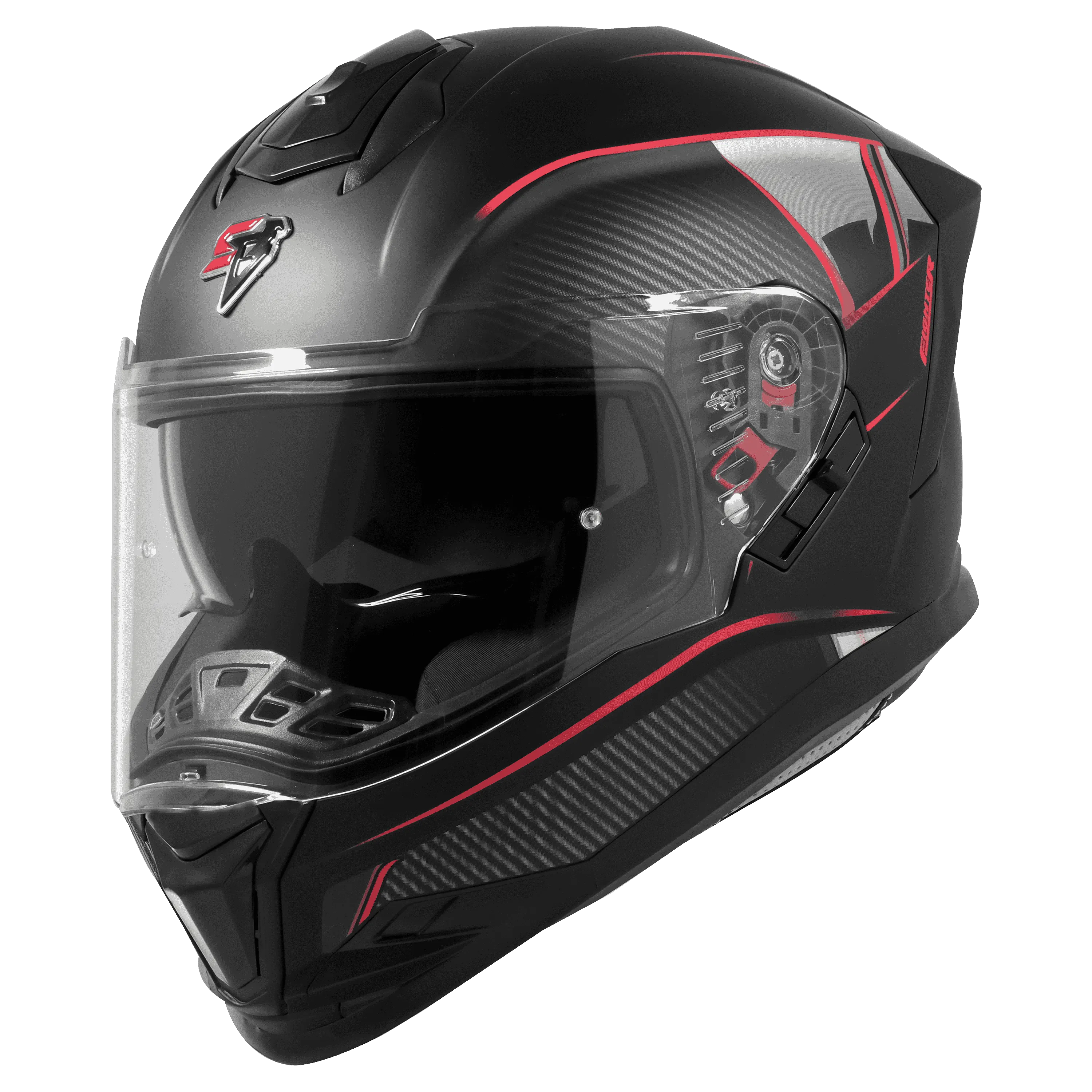 Steelbird Sbh 57 Fighter Matt Black Red Full Face Helmet