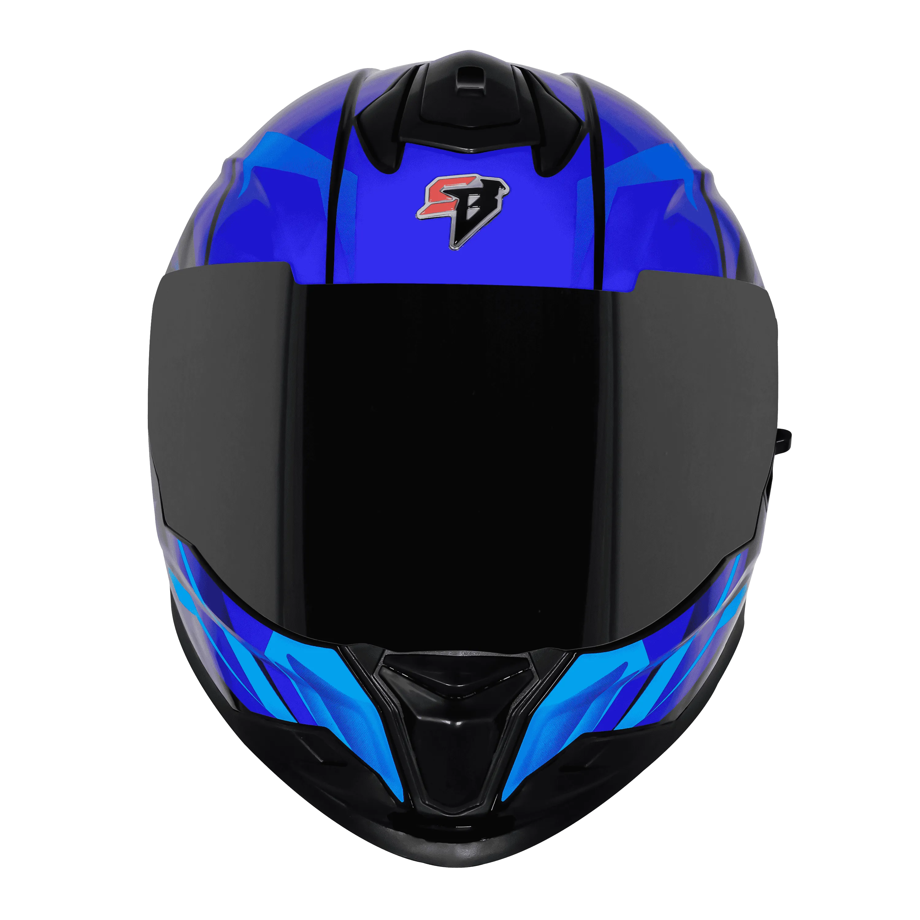 STEELBIRD Sbh 57 Iss Fighter F4 Black Sky Blue Full Face Helmet