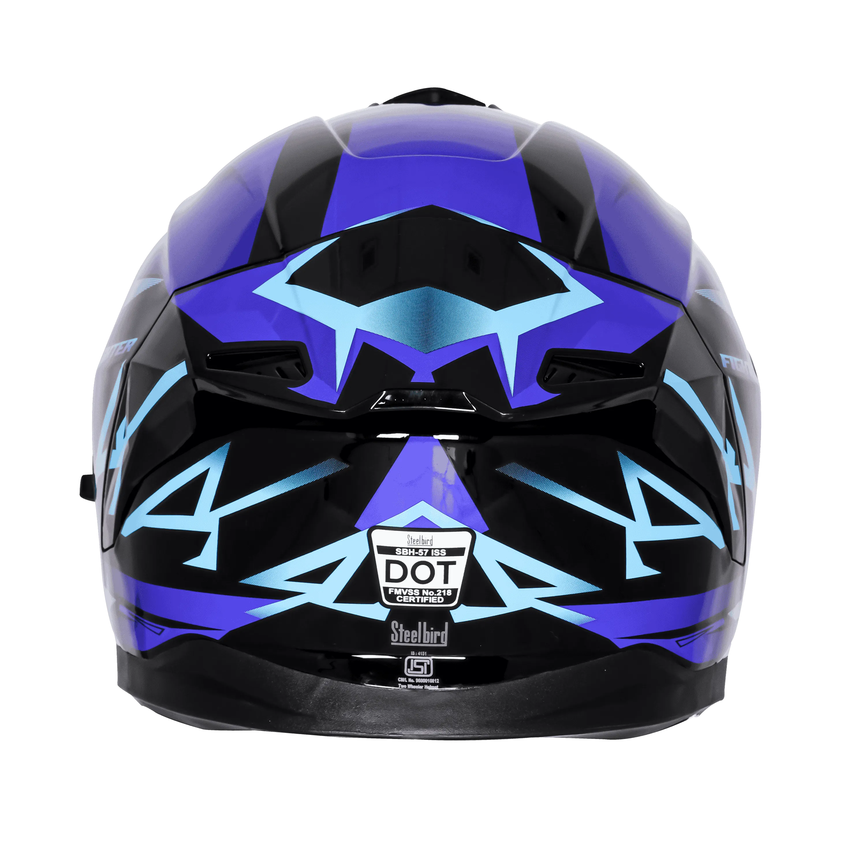 STEELBIRD Sbh 57 Iss Fighter F4 Black Sky Blue Full Face Helmet