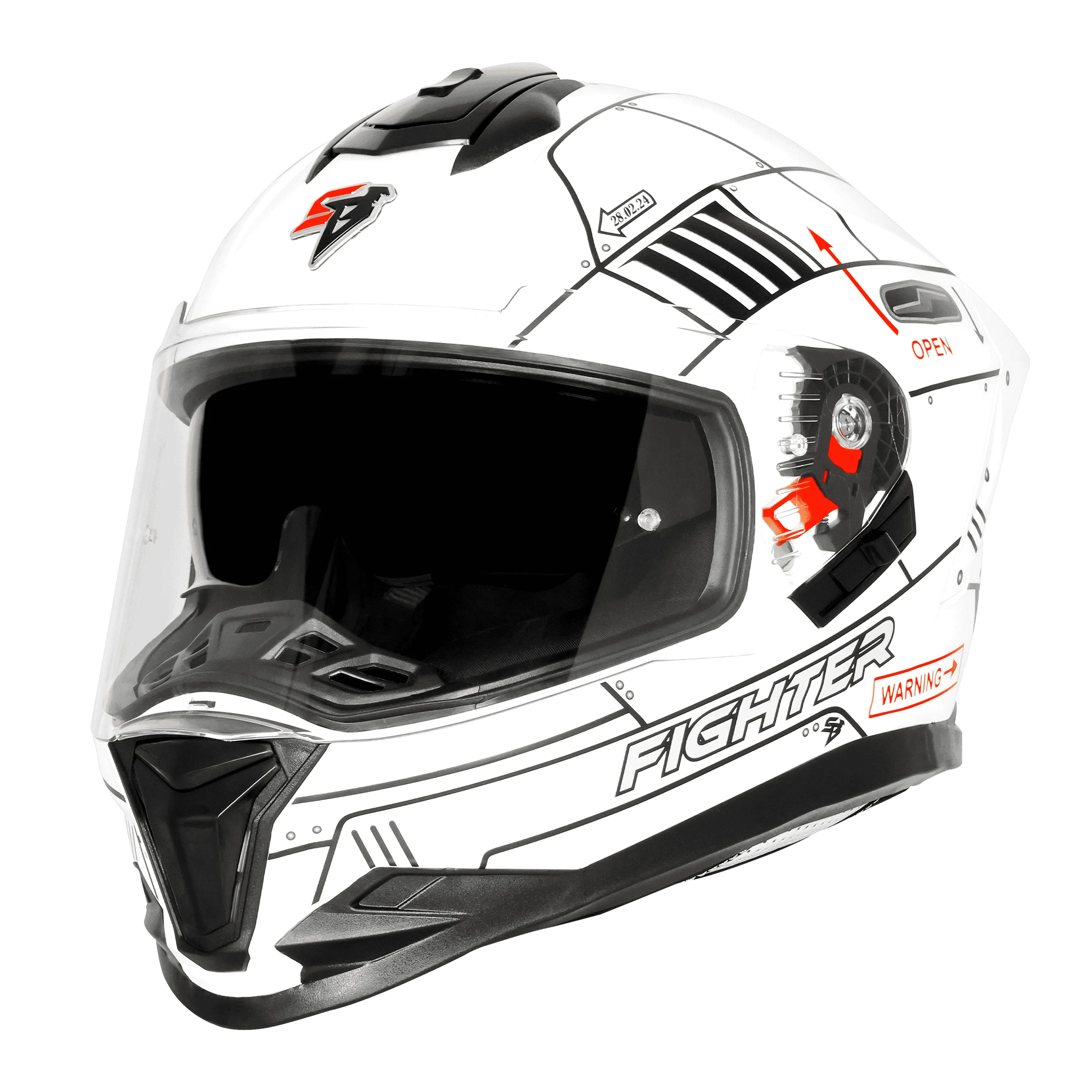STEELBIRD Sbh 57 Iss Fighter F6 White Black Full Face Helmet