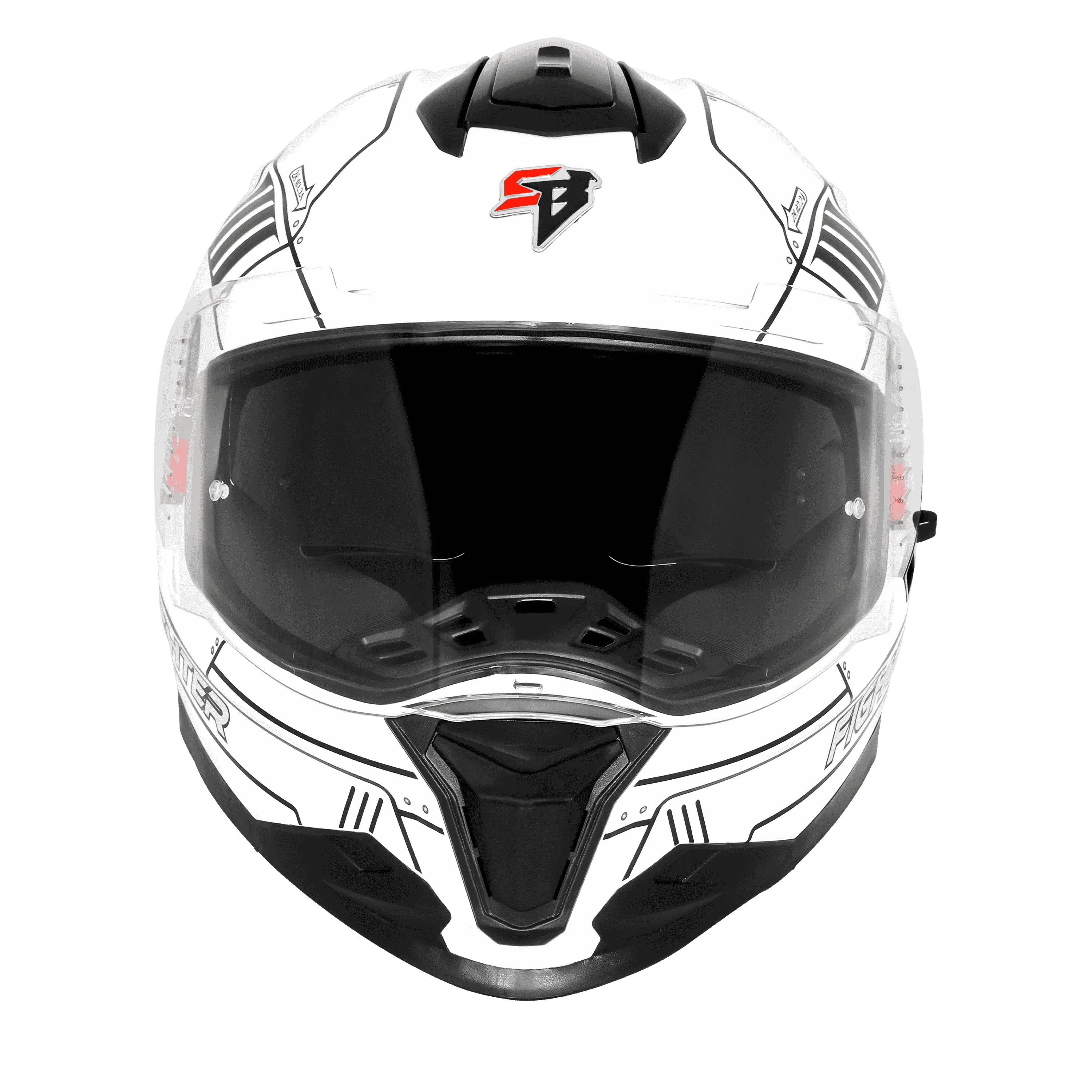 STEELBIRD Sbh 57 Iss Fighter F6 White Black Full Face Helmet