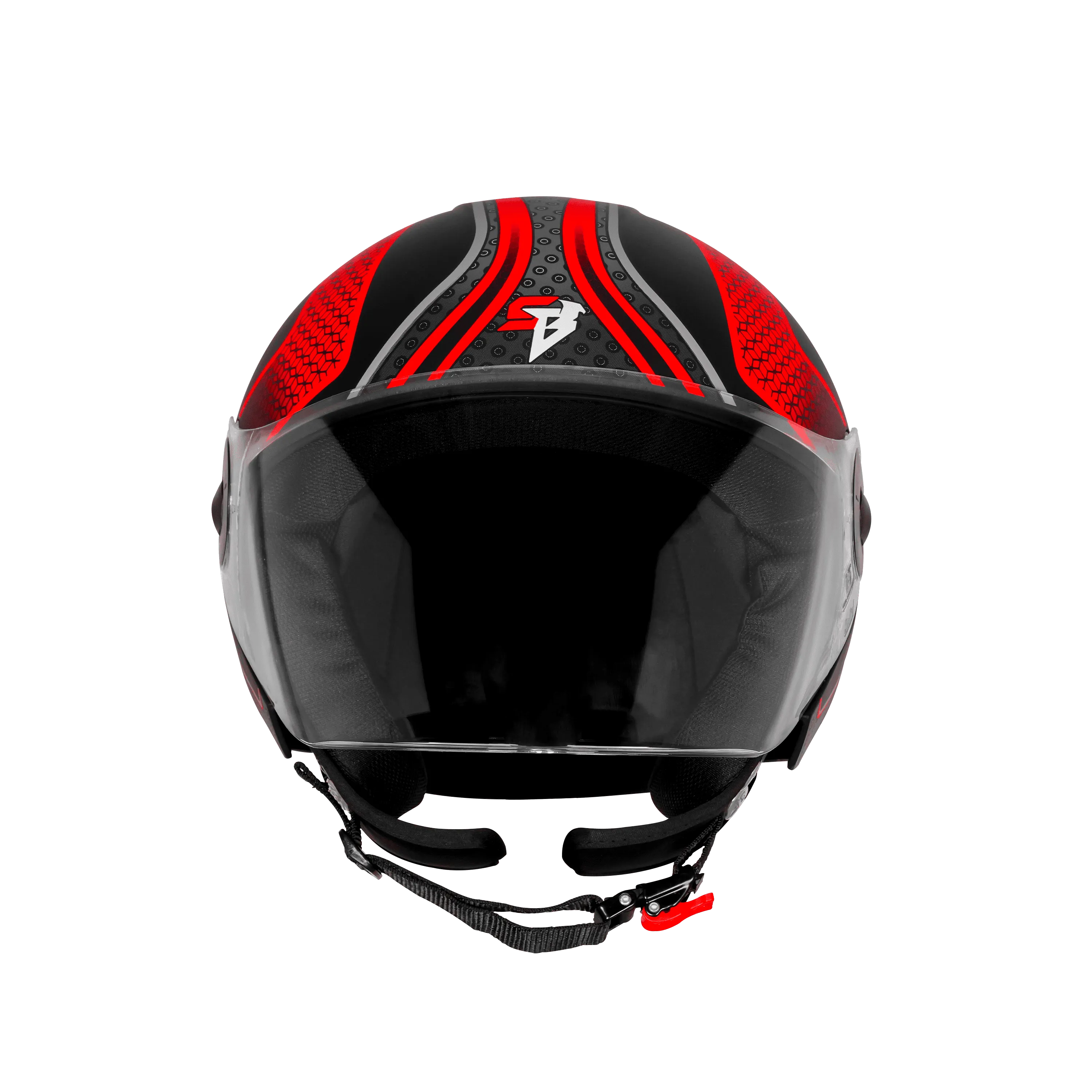 Steelbird Sbh 64 Zip Rebel Riders Black Red Half Face Helmet