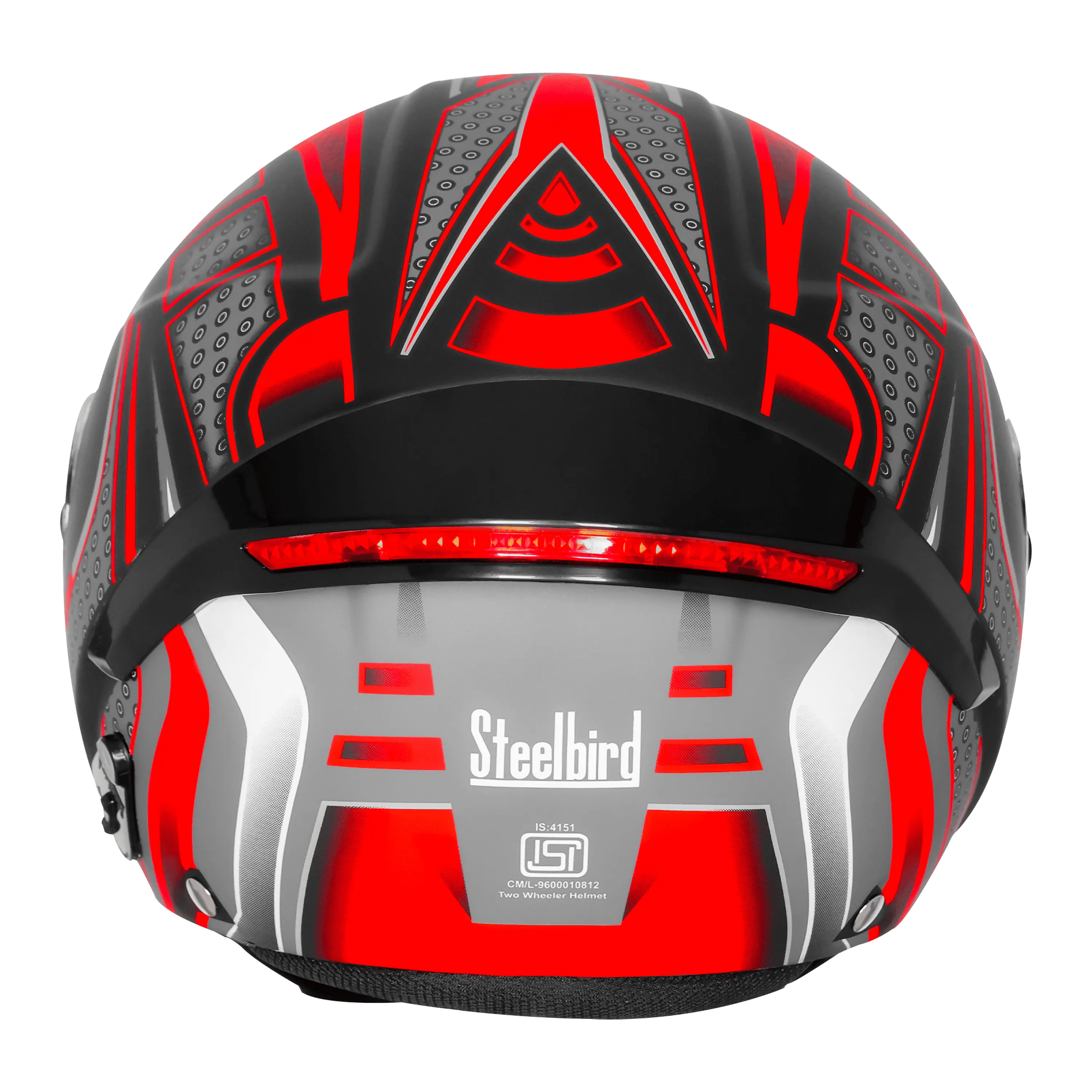 Steelbird Sbh 64 Zip Rebel Riders Black Red Half Face Helmet