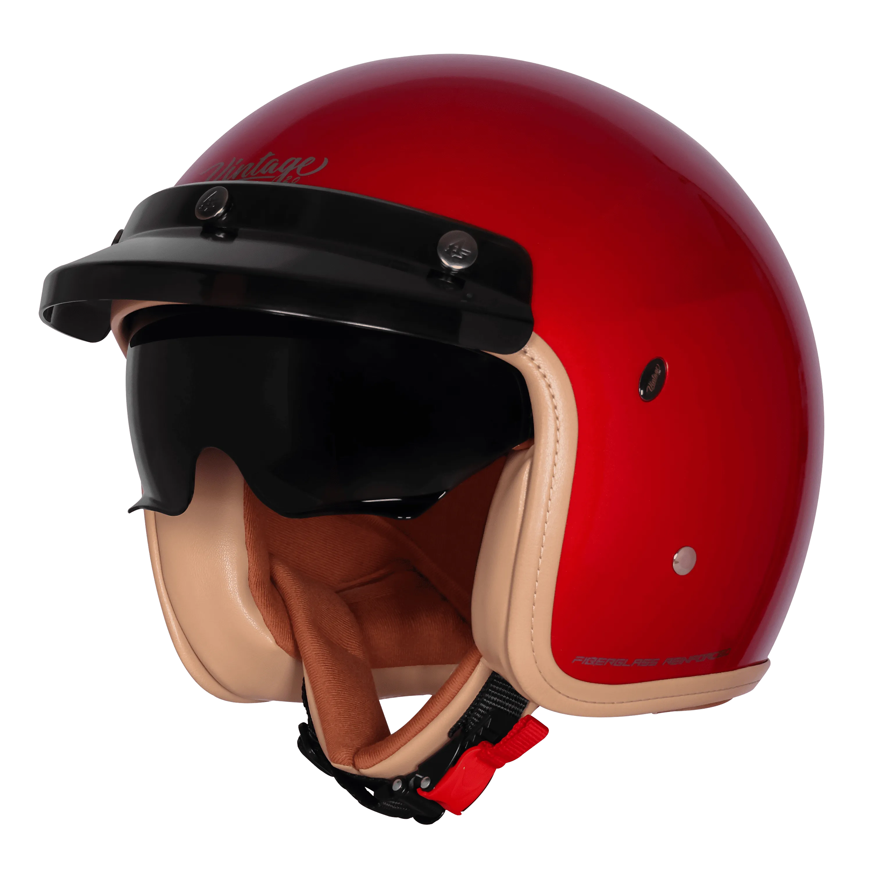 Steelbird Sbh 68 Vintage Cherry Red Half Face Helmet
