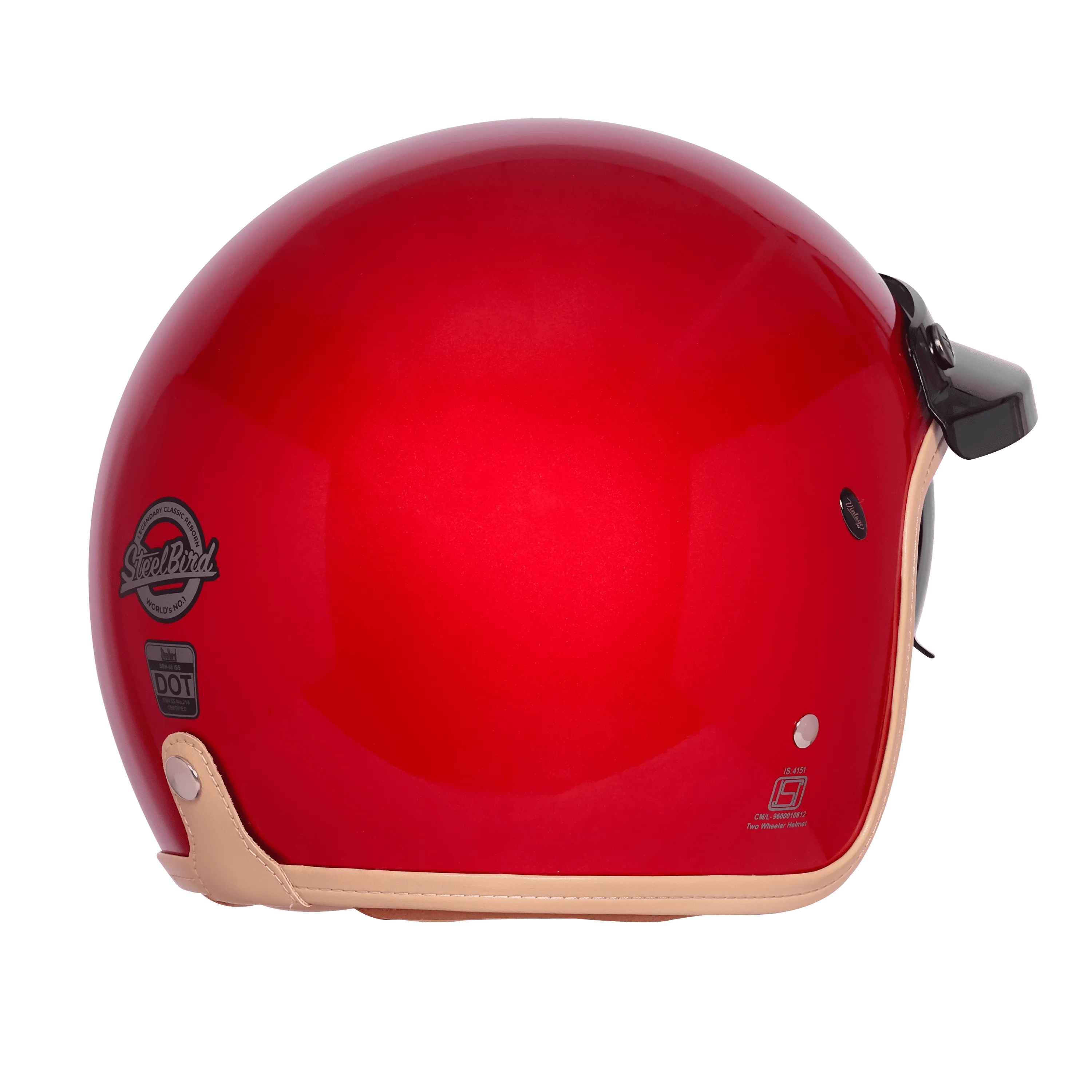 Steelbird Sbh 68 Vintage Cherry Red Half Face Helmet
