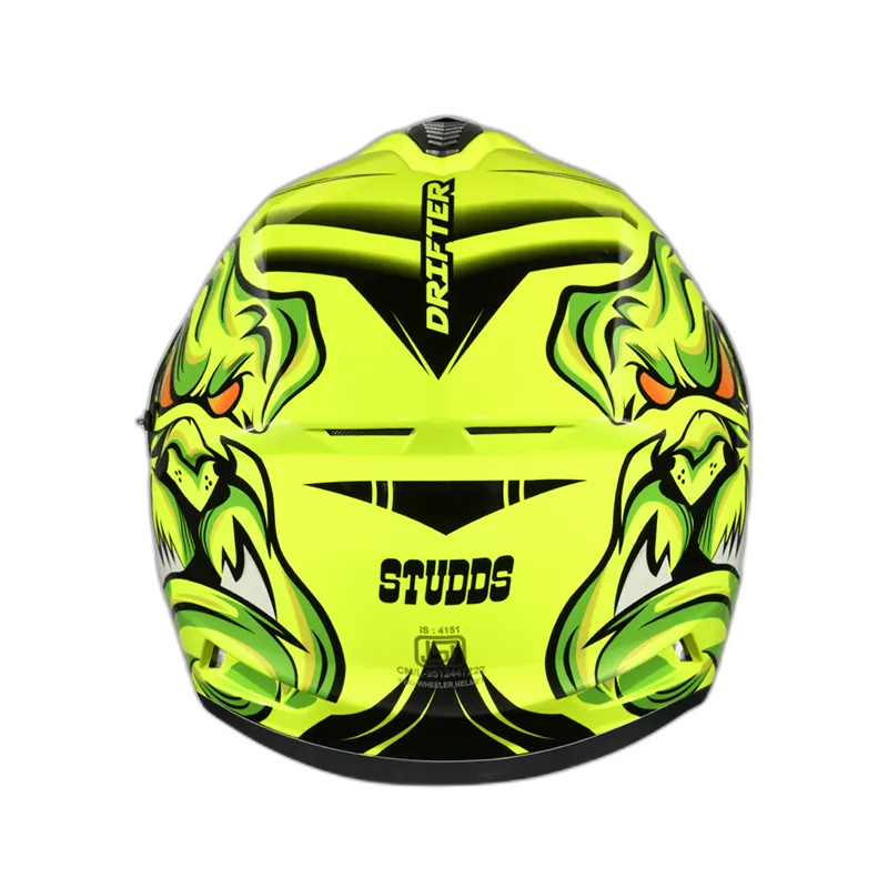 STUDDS Drifter D1 Neon Yellow N5 Full Face Helmet