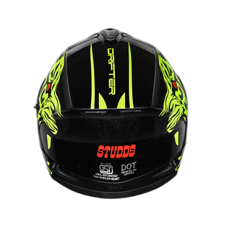 STUDDS Drifter D2 Black Yellow N5 Full Face Helmet