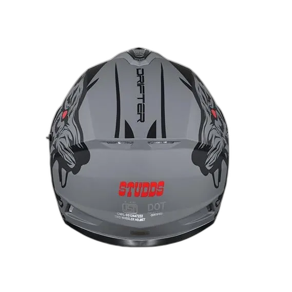 STUDDS Drifter D2 Matt Grey N9 Black Full Face Helmet