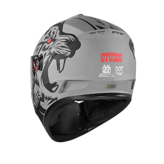 STUDDS Drifter D2 Matt Grey N9 Black Full Face Helmet